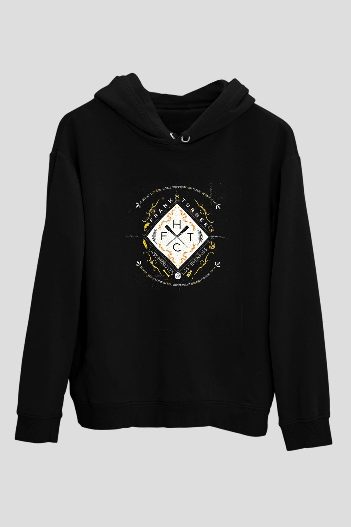 Frank Turner Baskılı Unisex Siyah Hoodie