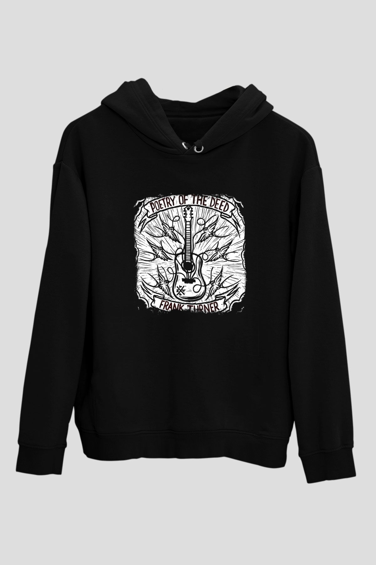 Frank Turner Baskılı Unisex Siyah Hoodie