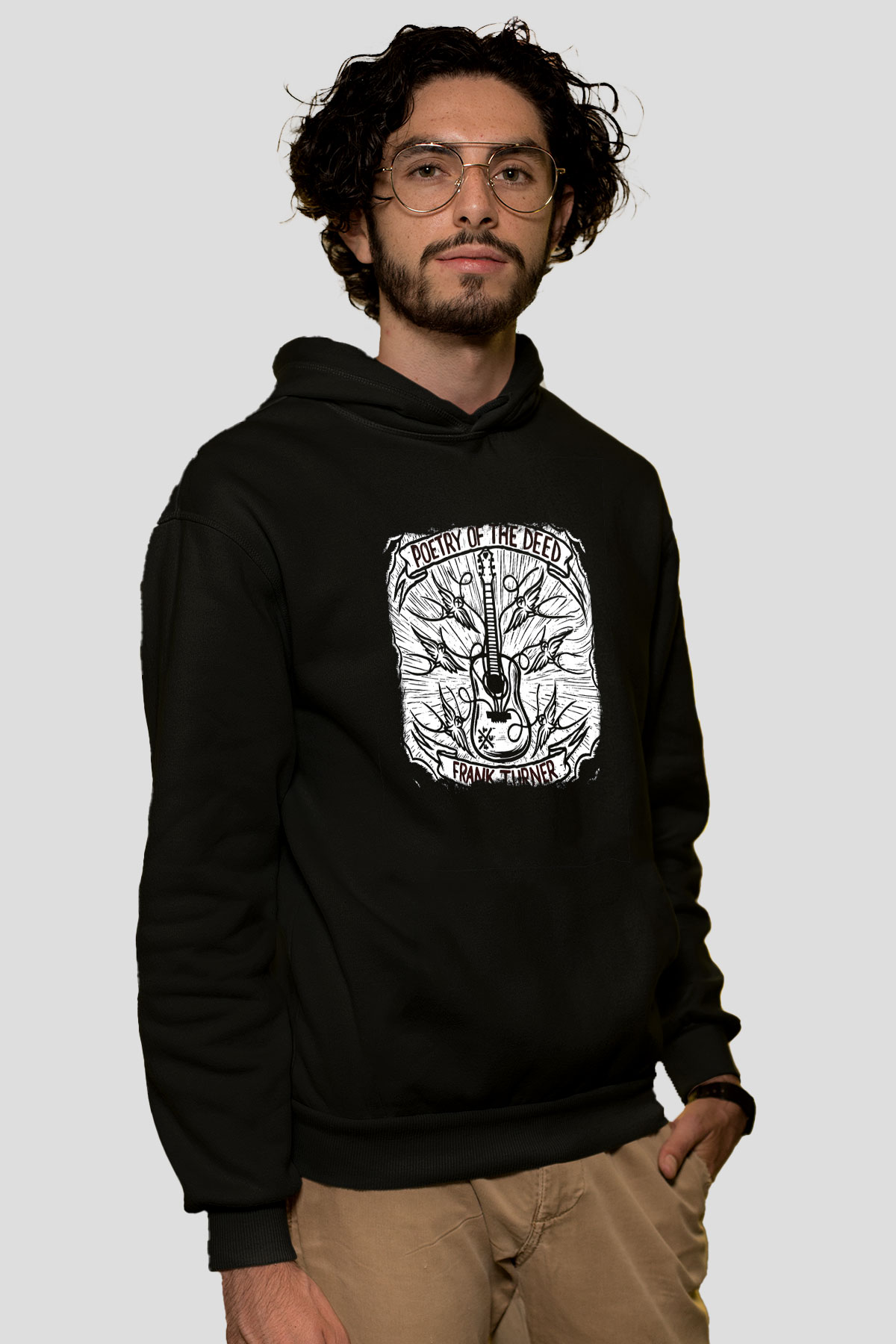 Frank Turner Baskılı Unisex Siyah Hoodie
