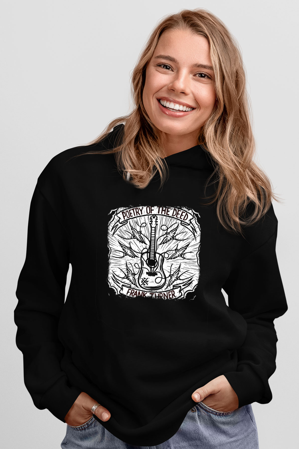 Frank Turner Baskılı Unisex Siyah Hoodie