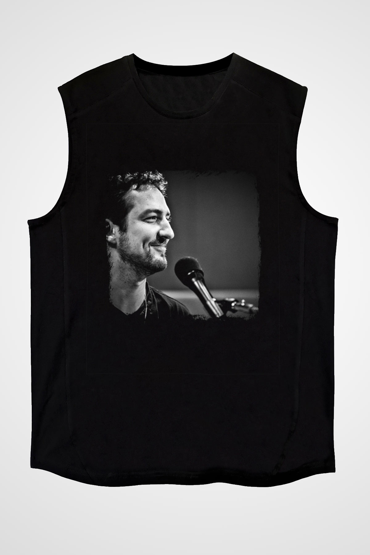 Frank Turner Baskılı Unisex Siyah Kolsuz Tişört