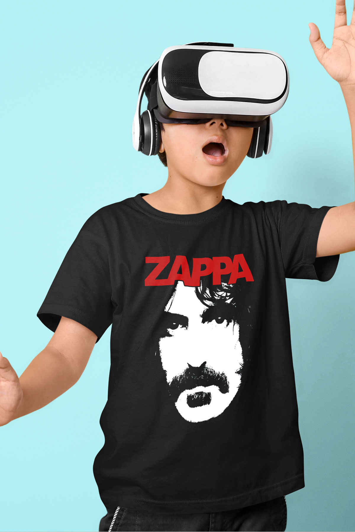 Frank Zappa Baskılı Siyah Unisex Çocuk Tişört