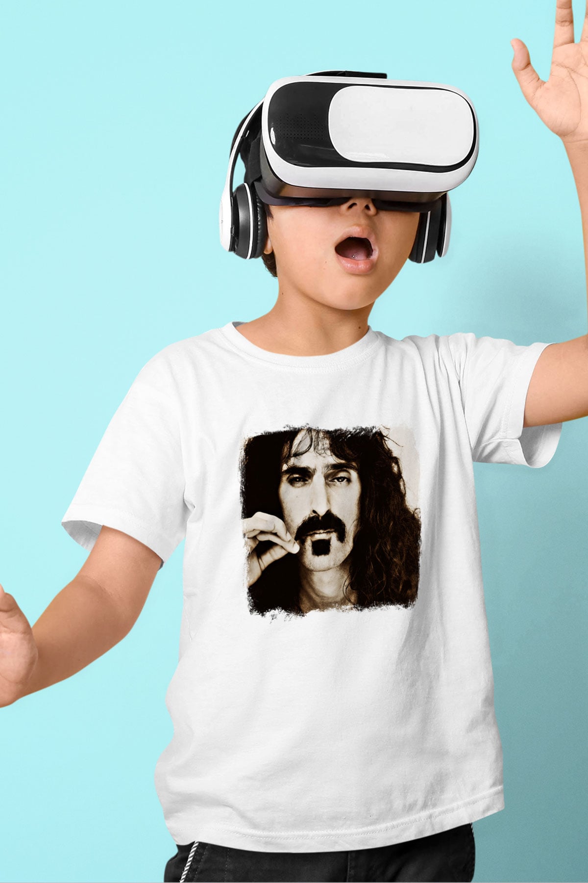 Frank Zappa Baskılı Unisex Beyaz Çocuk Tişört