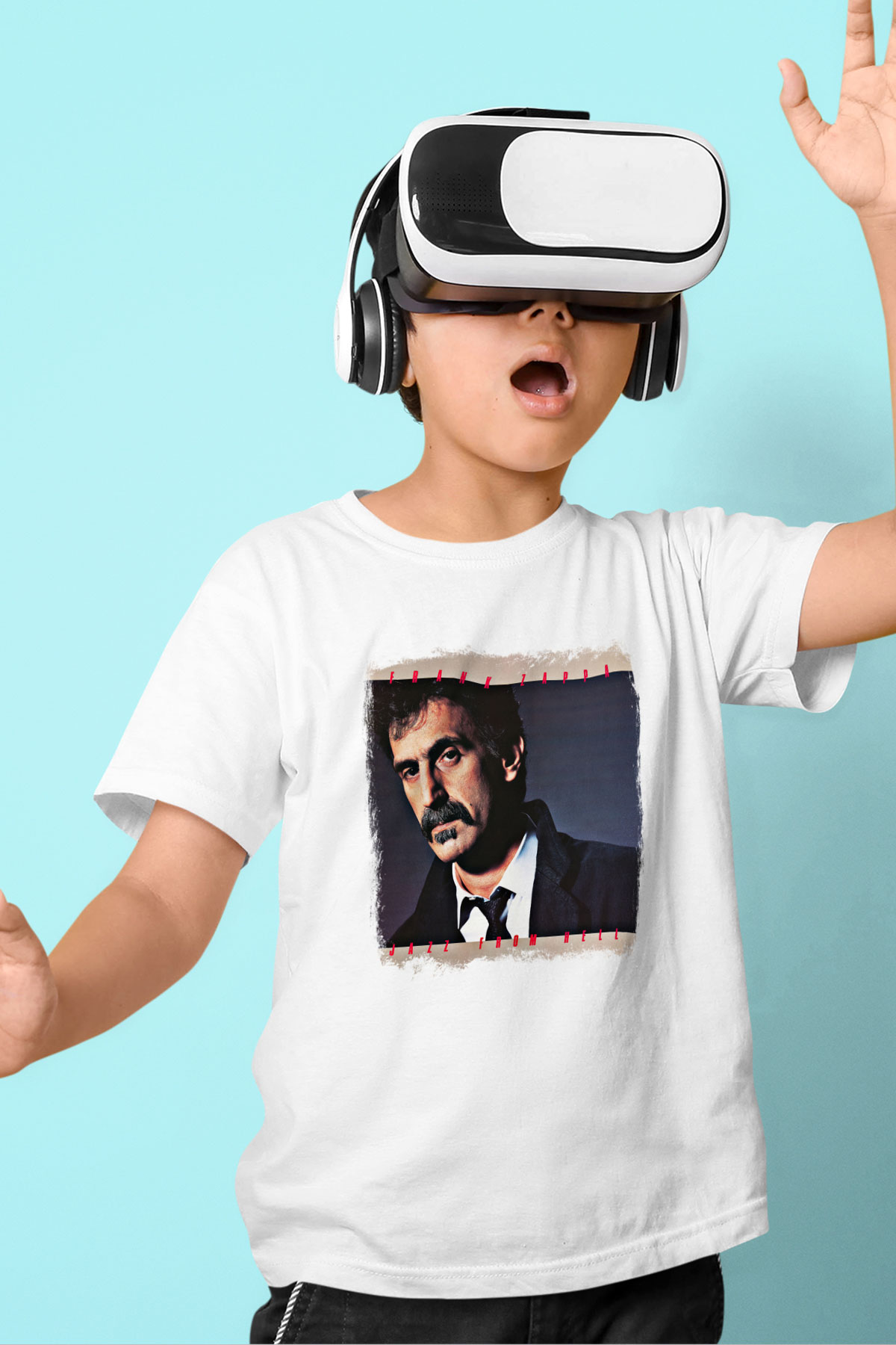 Frank Zappa Baskılı Unisex Beyaz Çocuk Tişört