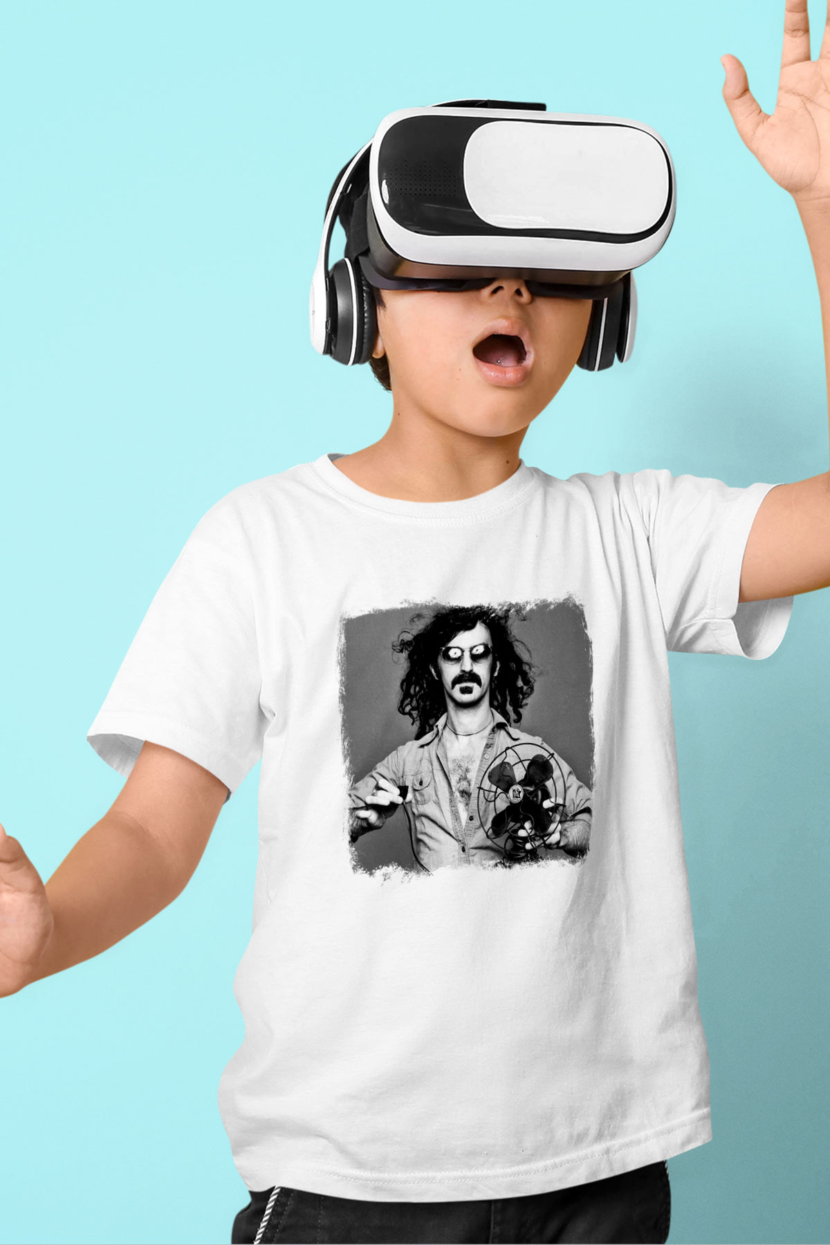 Frank Zappa Baskılı Unisex Beyaz Çocuk Tişört