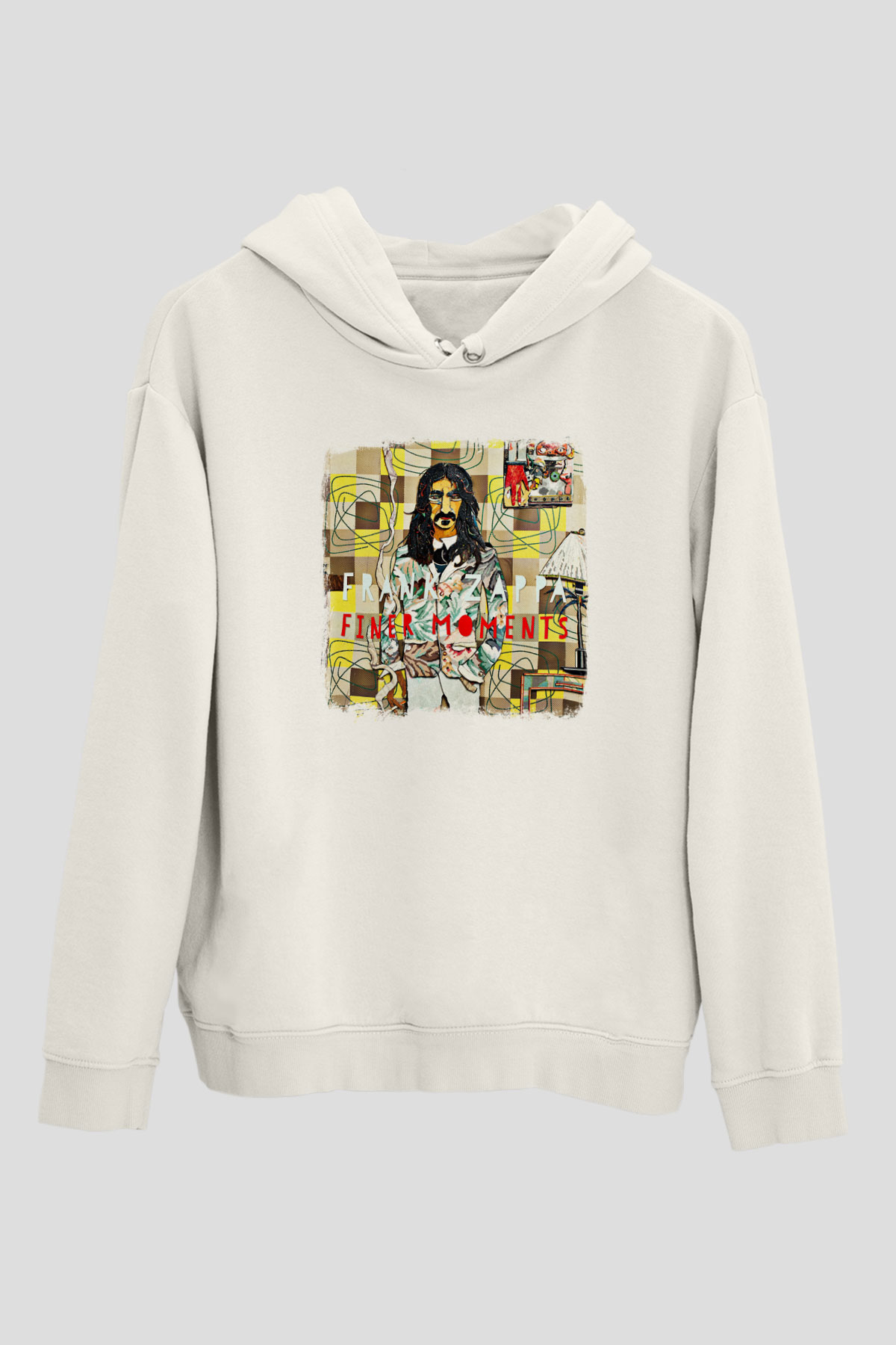 Frank Zappa Baskılı Unisex Beyaz Hoodie