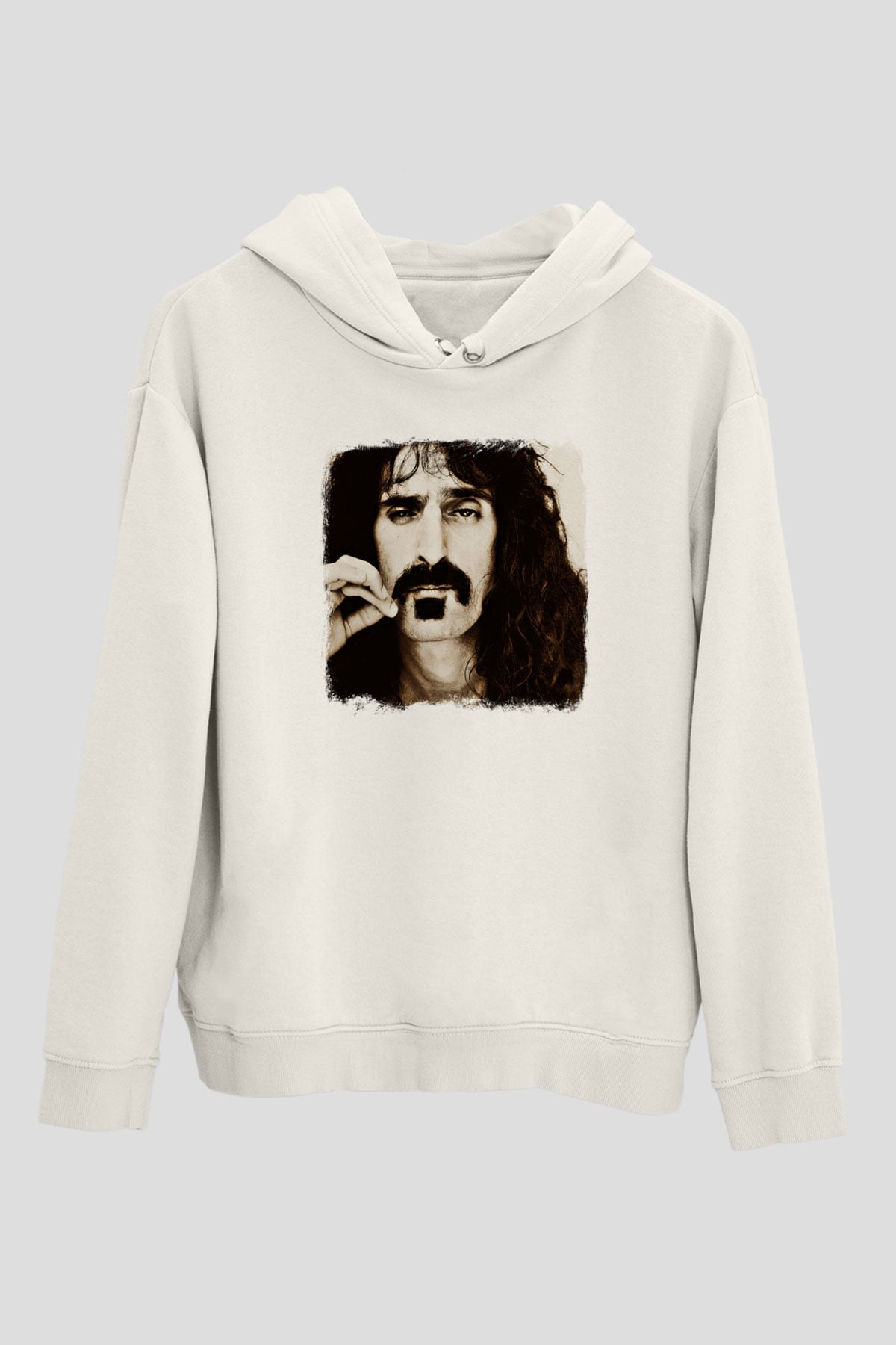 Frank Zappa Baskılı Unisex Beyaz Hoodie