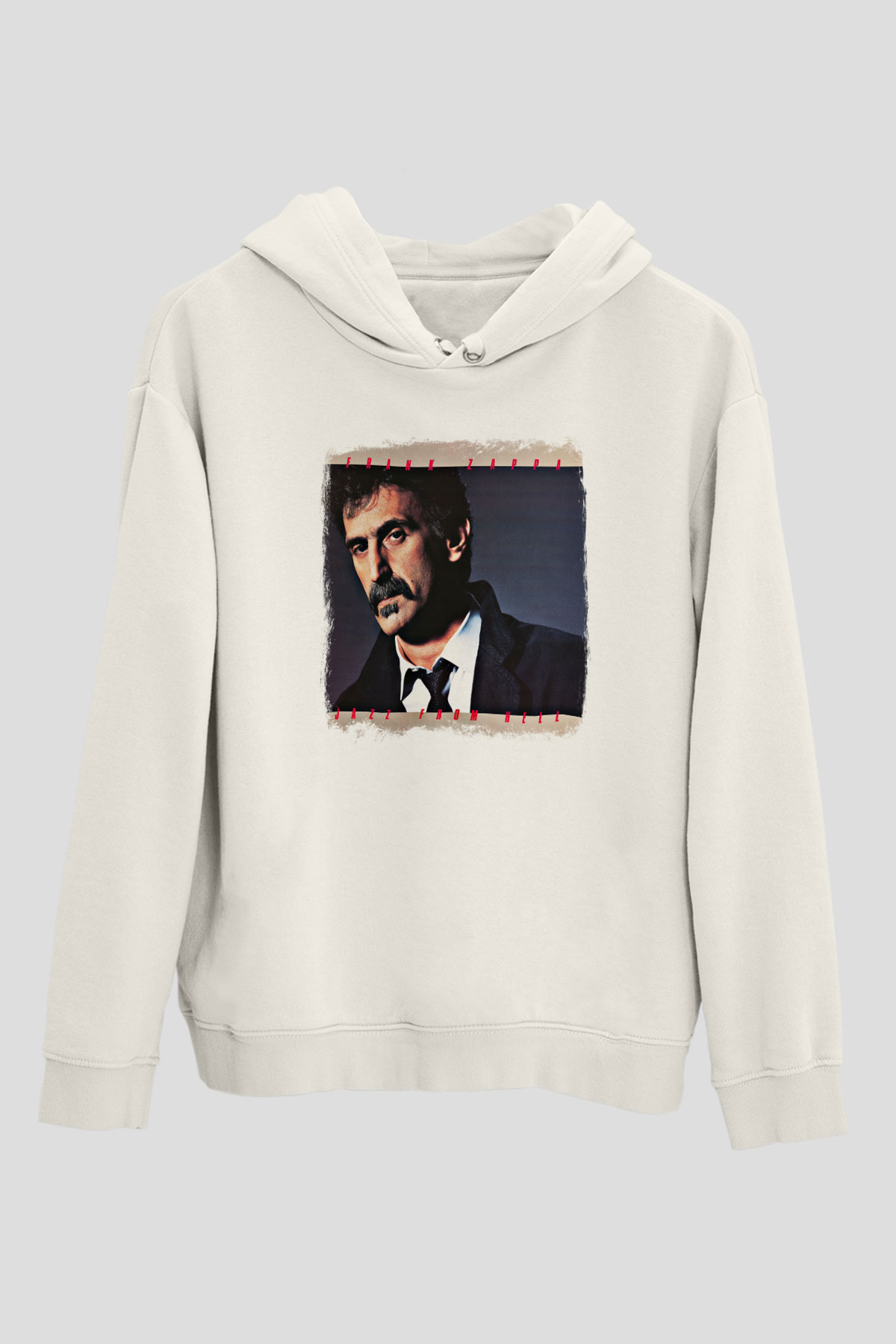 Frank Zappa Baskılı Unisex Beyaz Hoodie