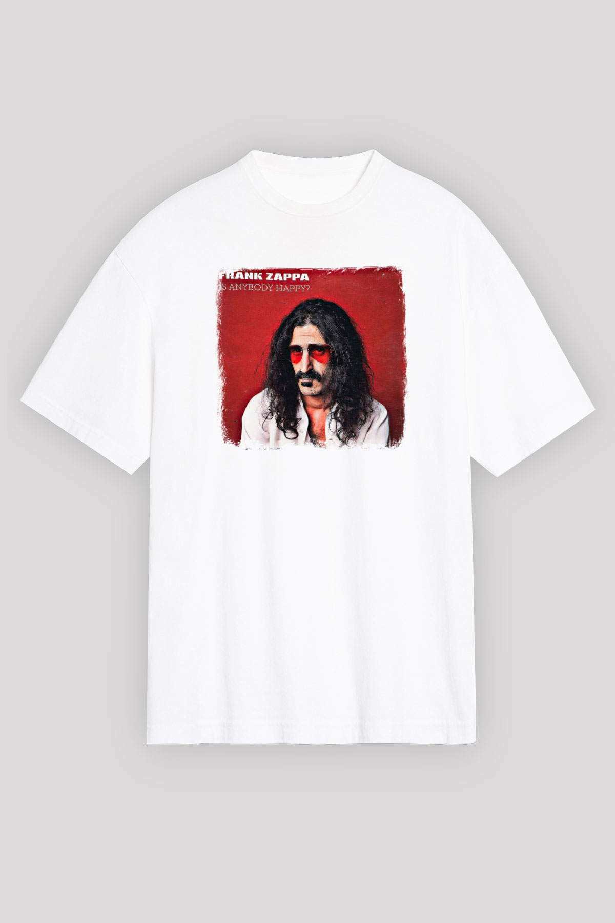 Frank Zappa Baskılı Unisex Beyaz Oversize Tişört