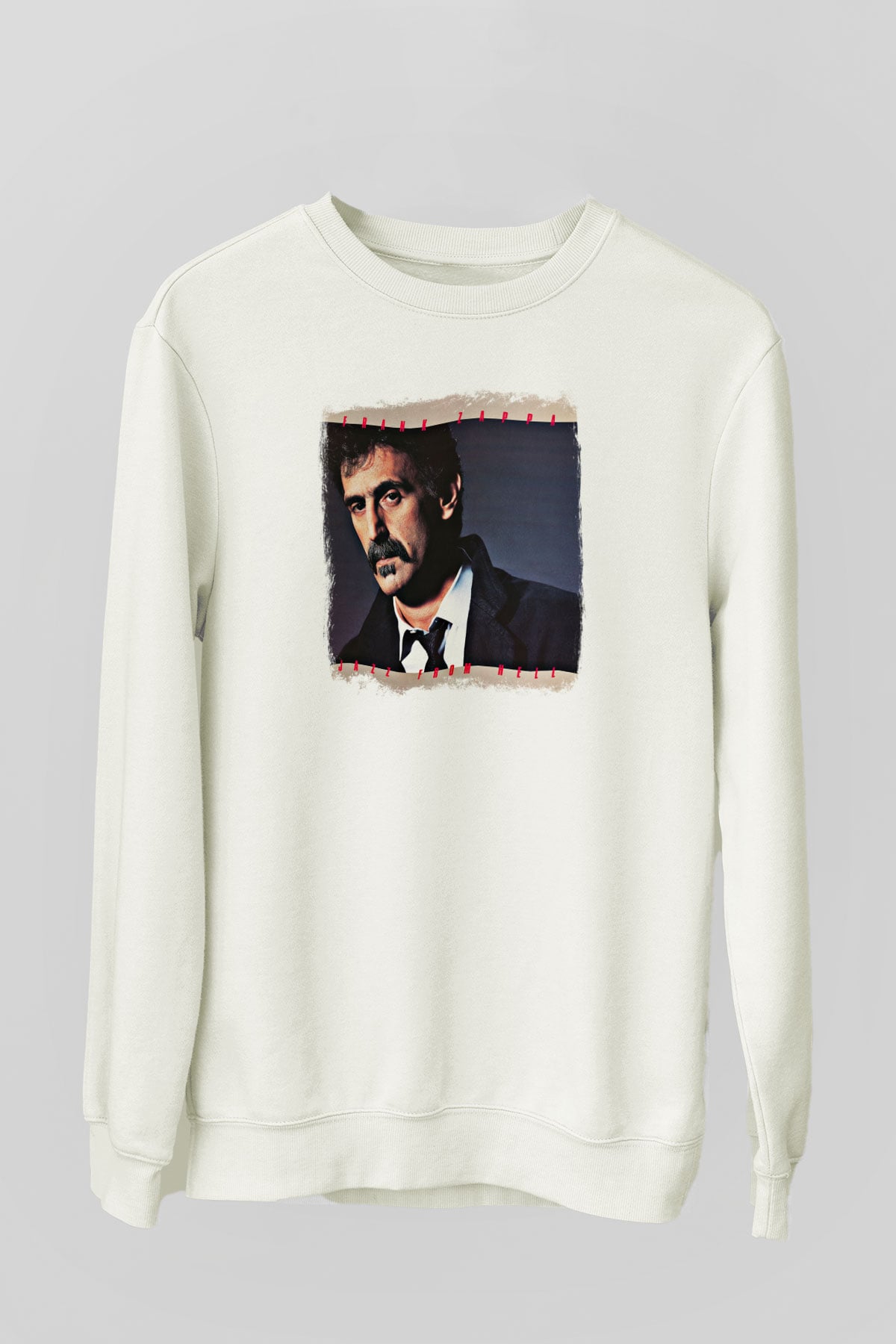 Frank Zappa Baskılı Unisex Beyaz Sweatshirt