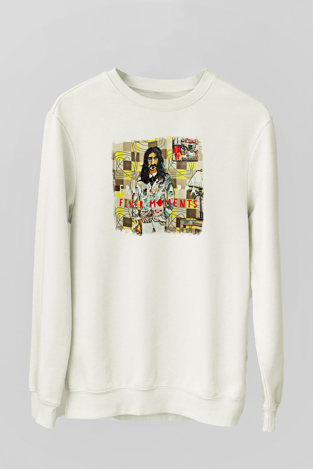Frank Zappa Baskılı Unisex Beyaz Sweatshirt