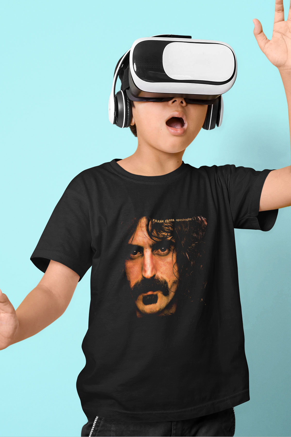 Frank Zappa Baskılı Unisex Siyah Çocuk Tişört