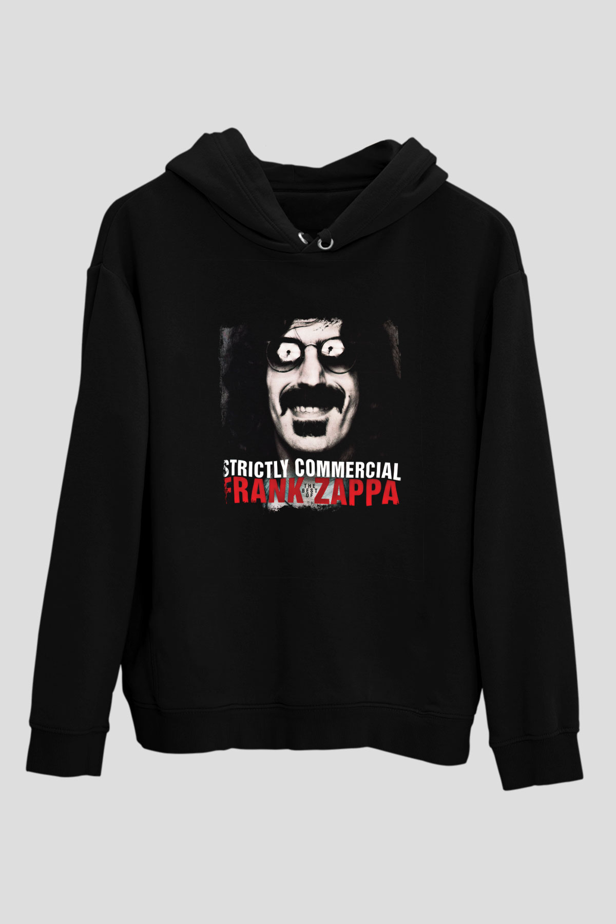 Frank Zappa Baskılı Unisex Siyah Hoodie