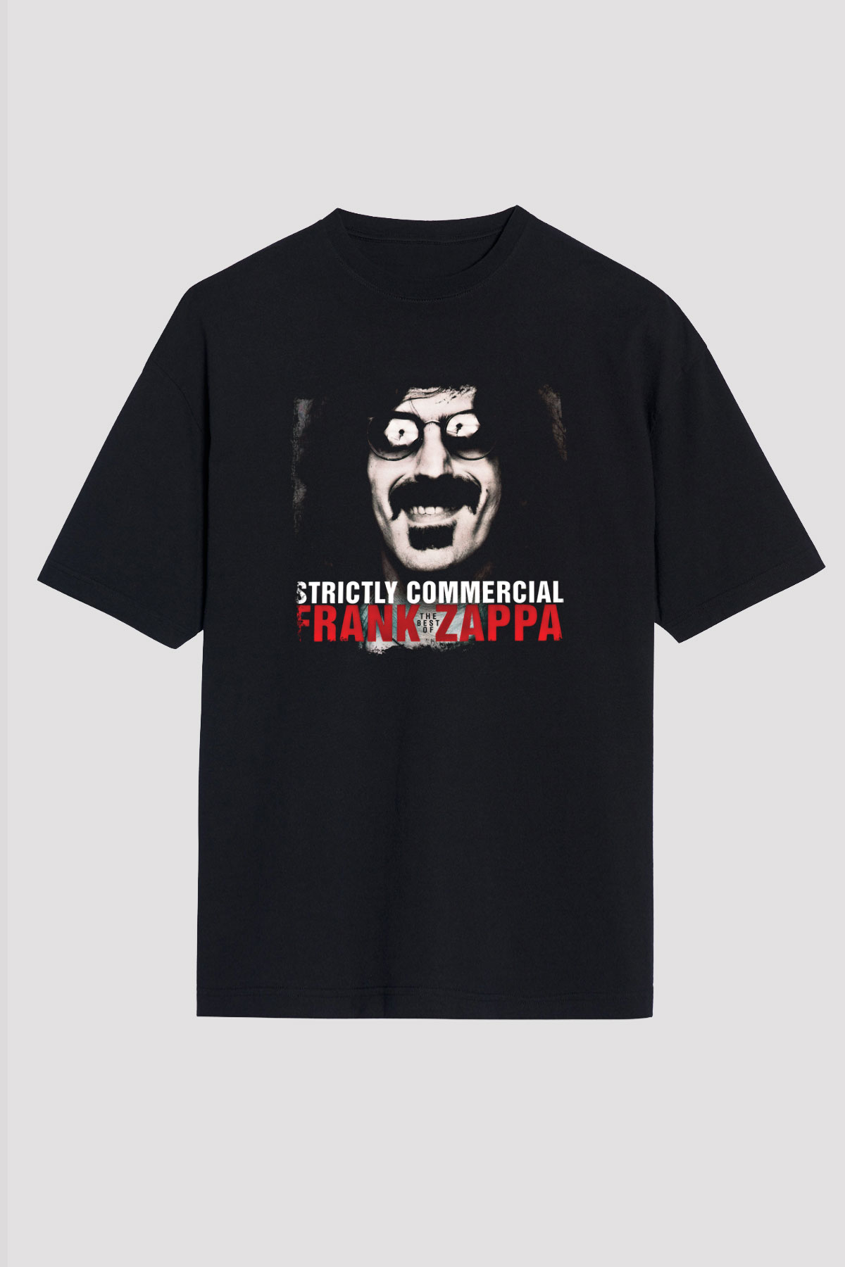 Frank Zappa Baskılı Unisex Siyah Oversize Tişört