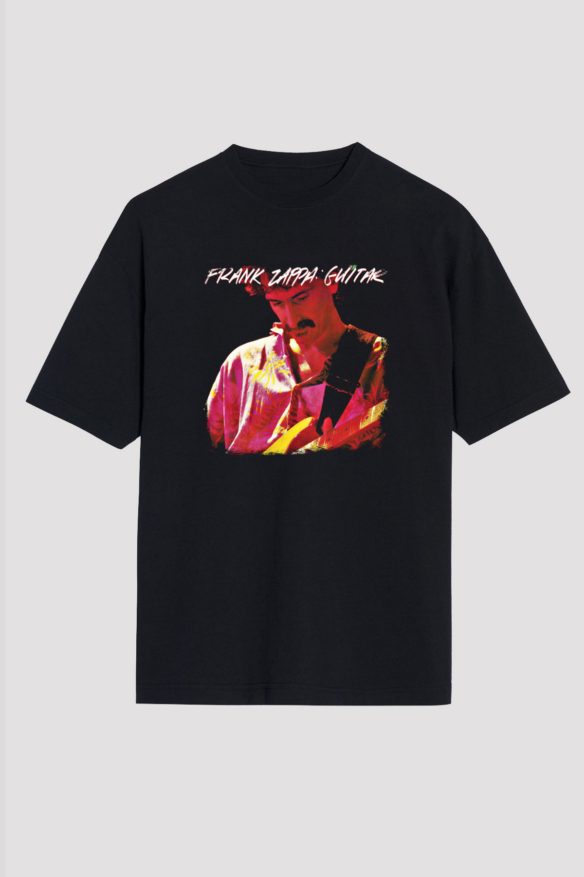 Frank Zappa Baskılı Unisex Siyah Oversize Tişört