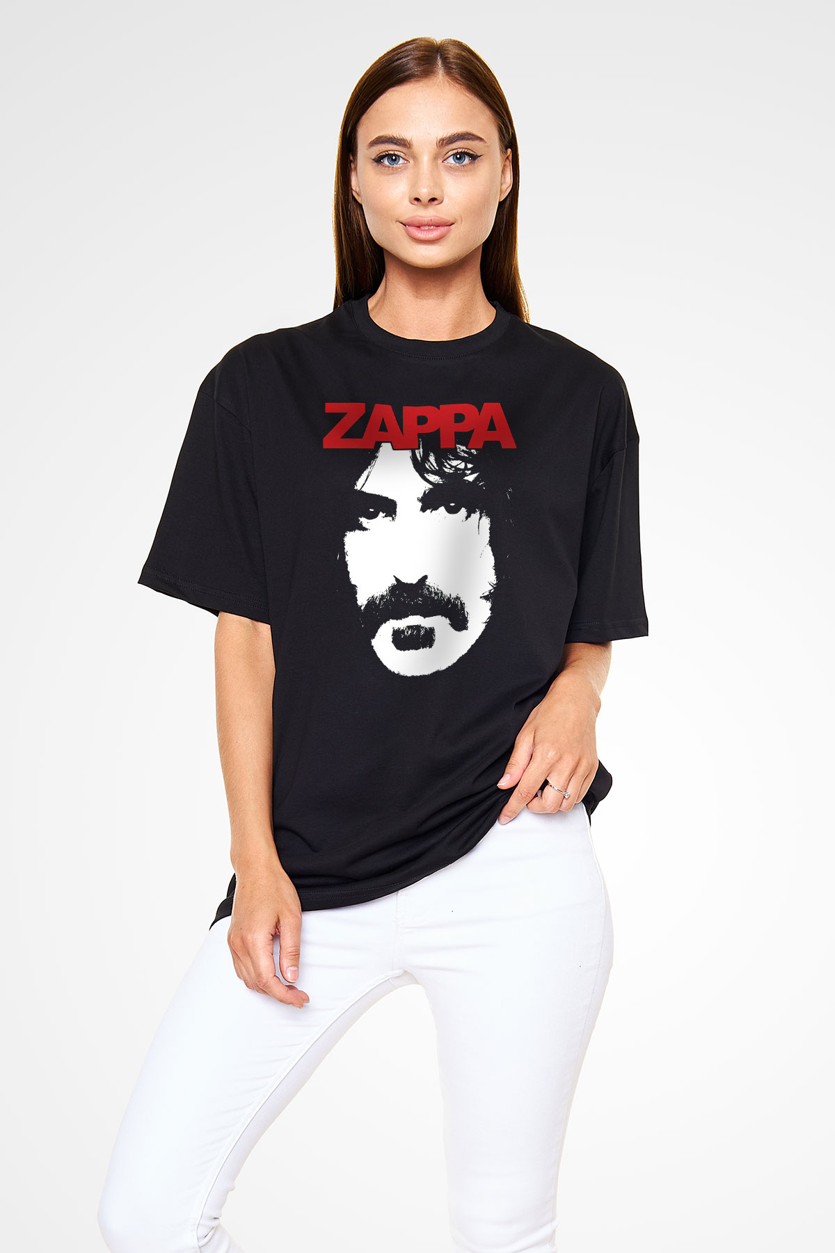Frank Zappa Siyah Unisex Oversize Tişört T-Shirt