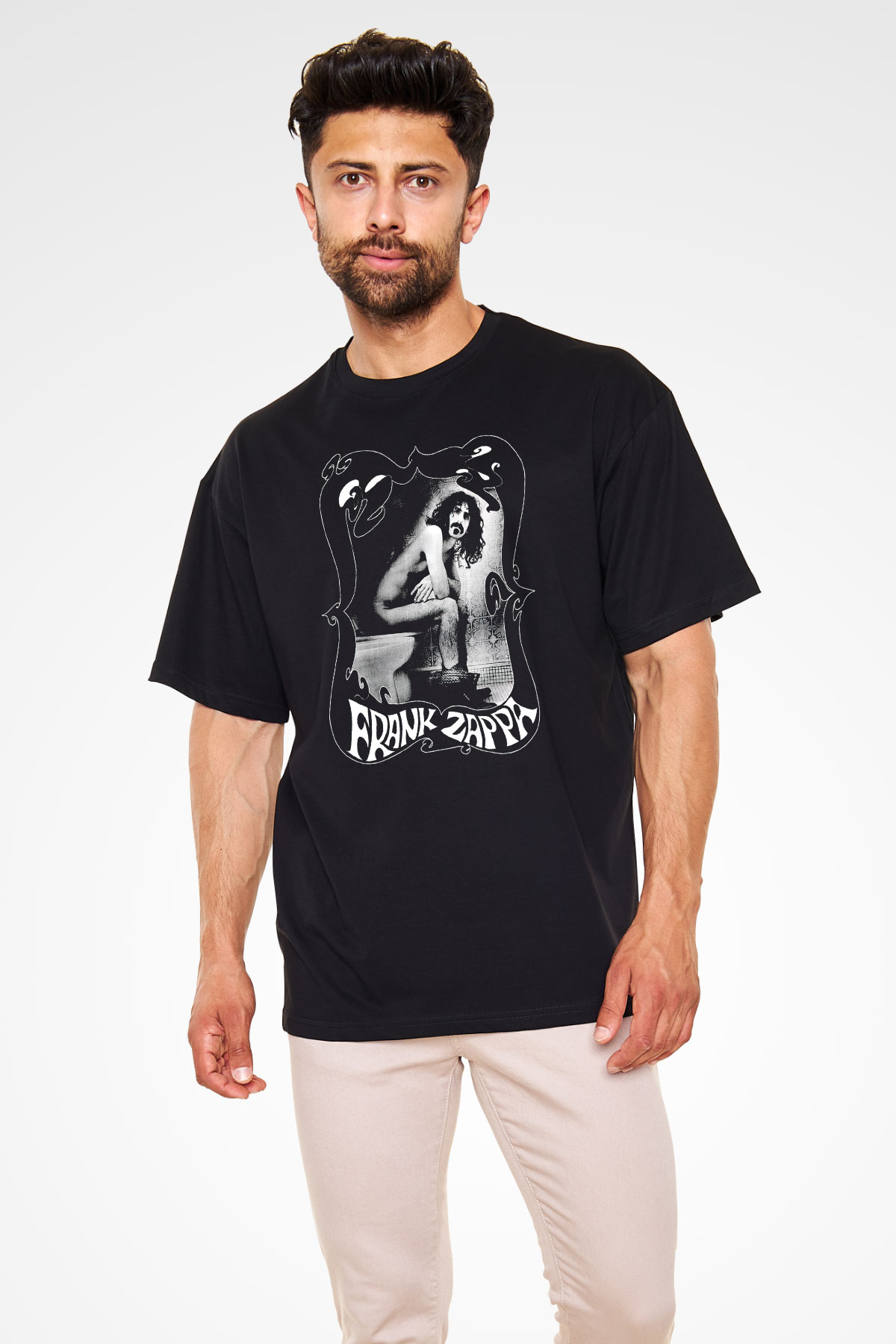 Frank Zappa Siyah Unisex Oversize Tişört T-Shirt