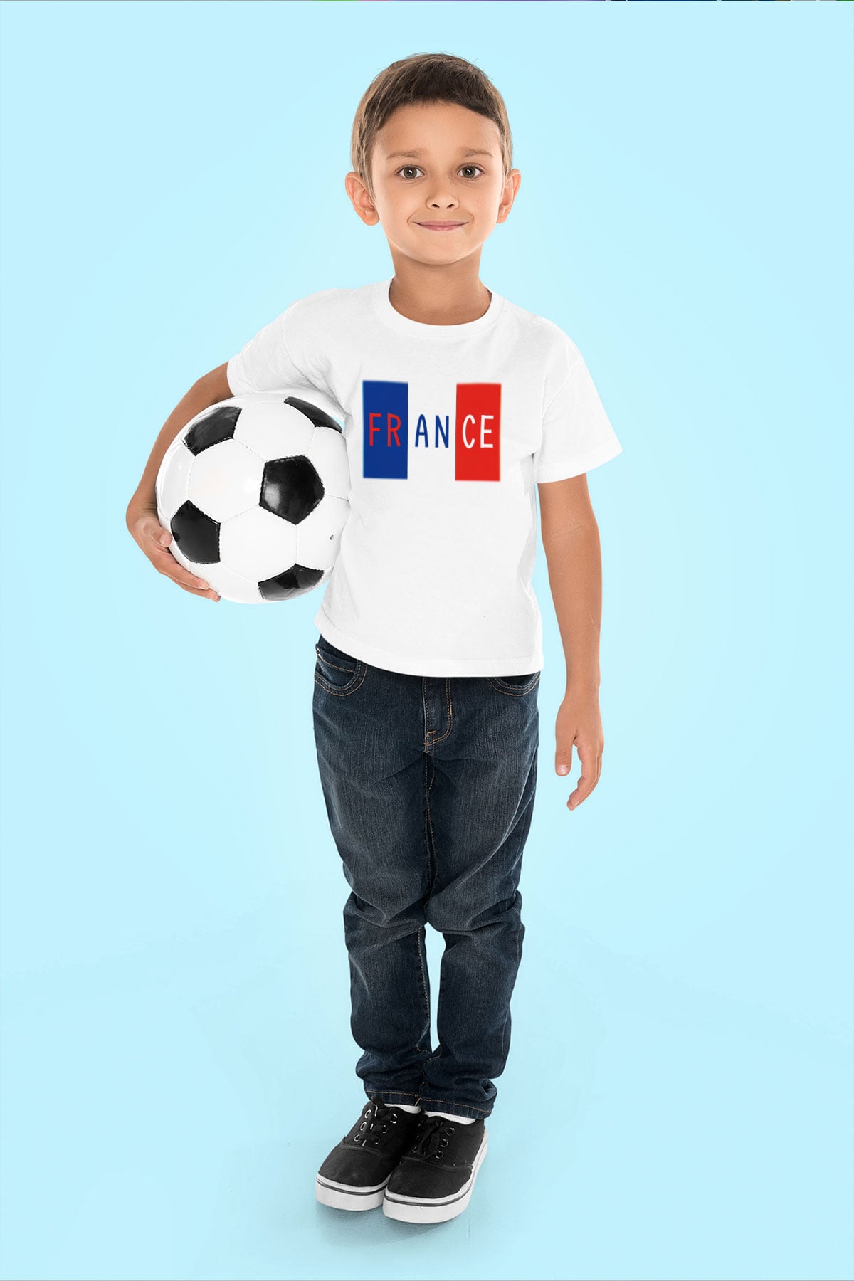 Fransa Baskılı Beyaz Unisex Çocuk Tişört