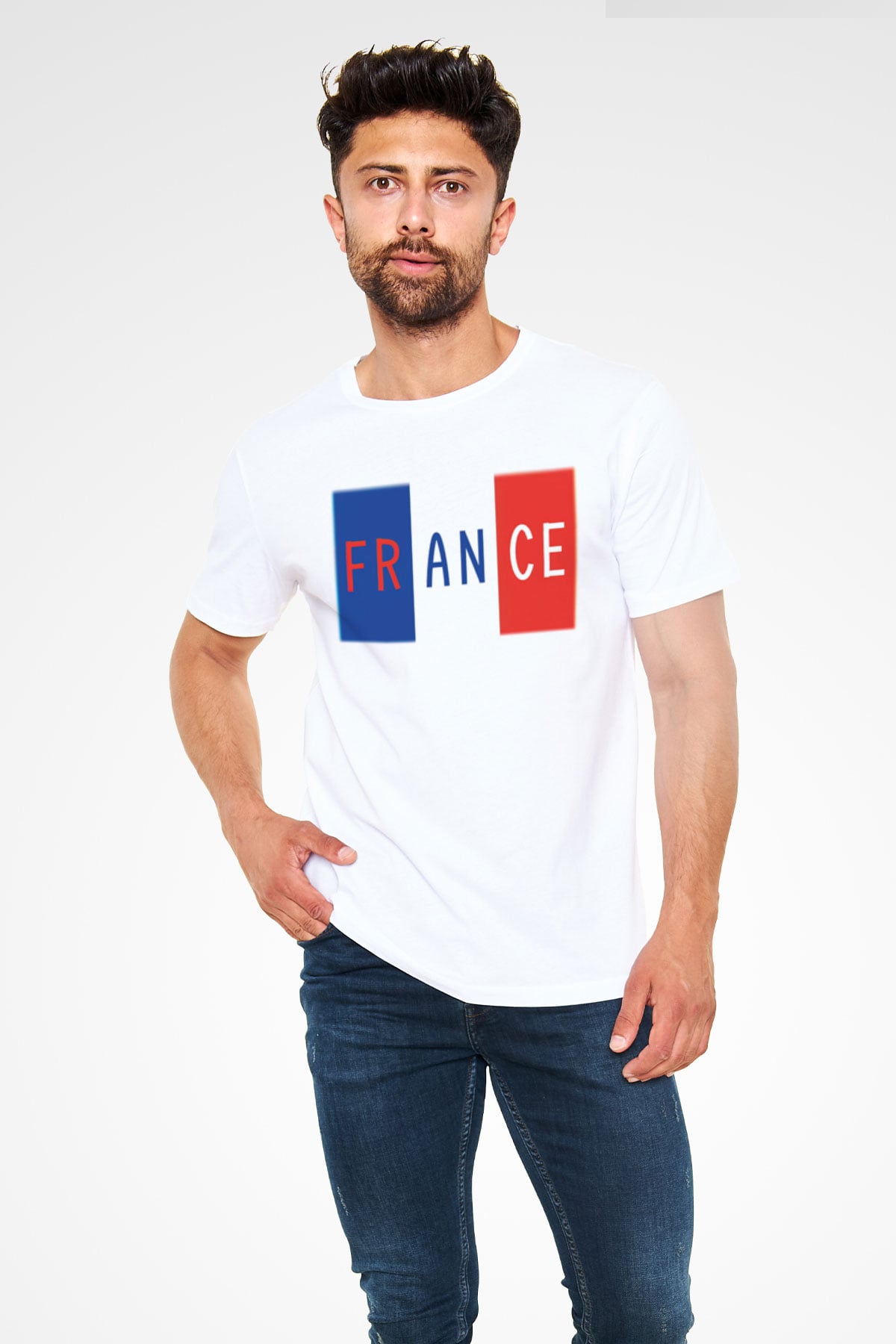 Fransa Beyaz Unisex Tişört T-Shirt - TişörtFabrikası