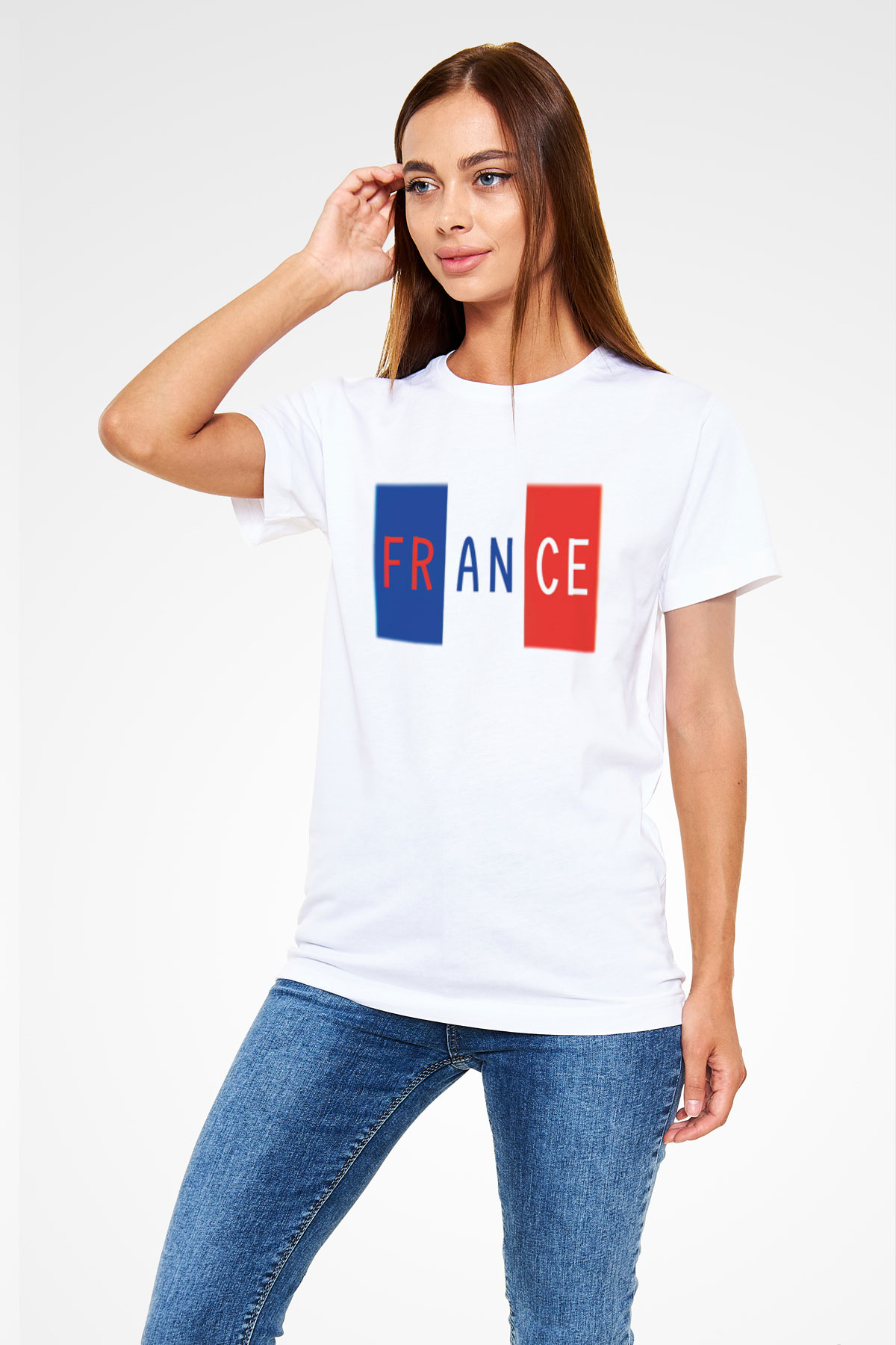Fransa Beyaz Unisex Tişört T-Shirt - TişörtFabrikası