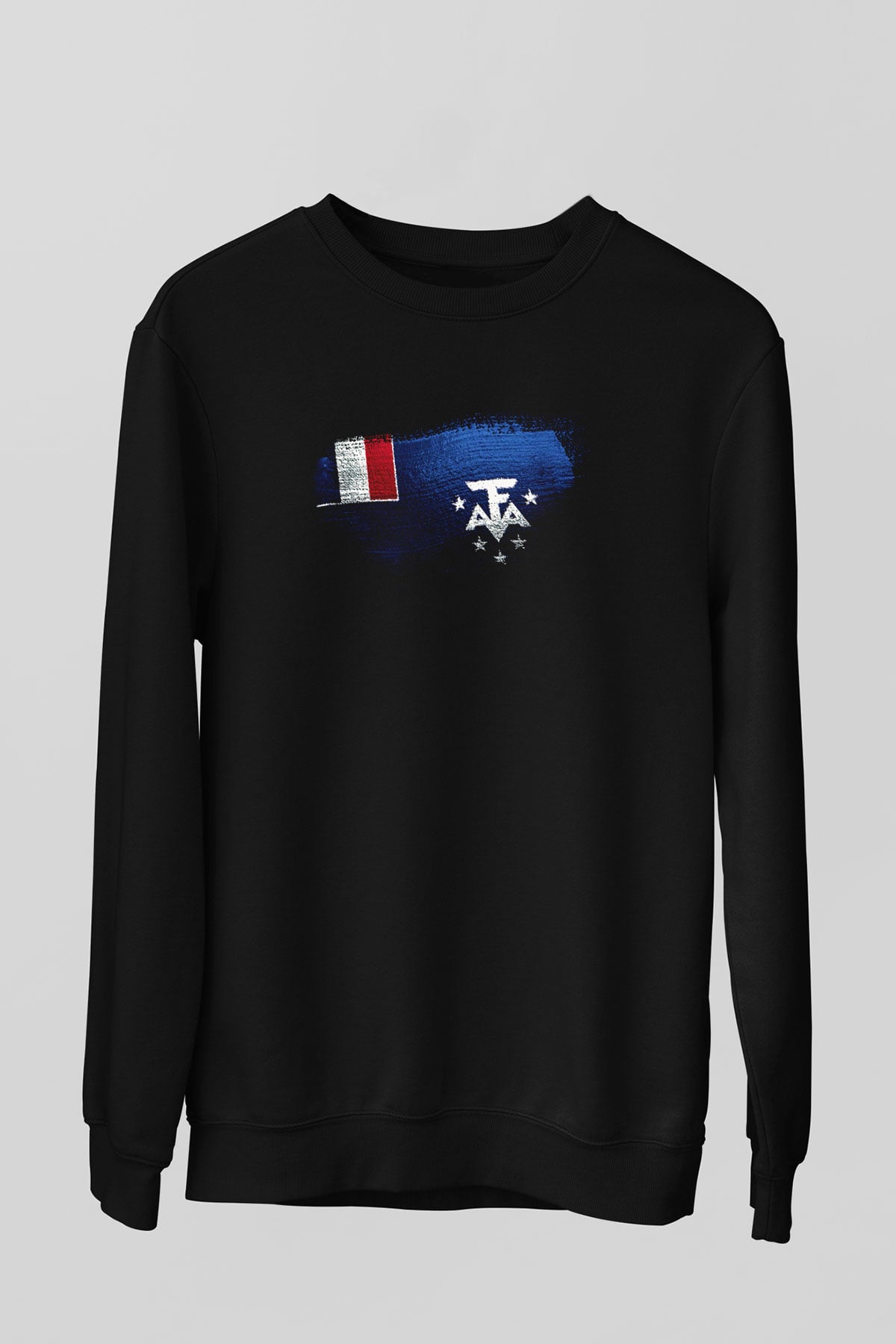 Fransız Güney Toprakları - French Southern Bayrağı Baskılı Unisex Siyah Sweatshirt