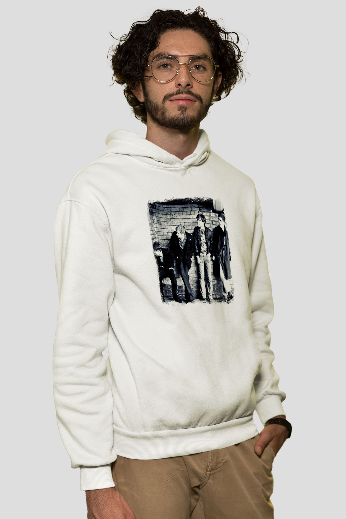Franz Ferdinand Baskılı Unisex Beyaz Hoodie