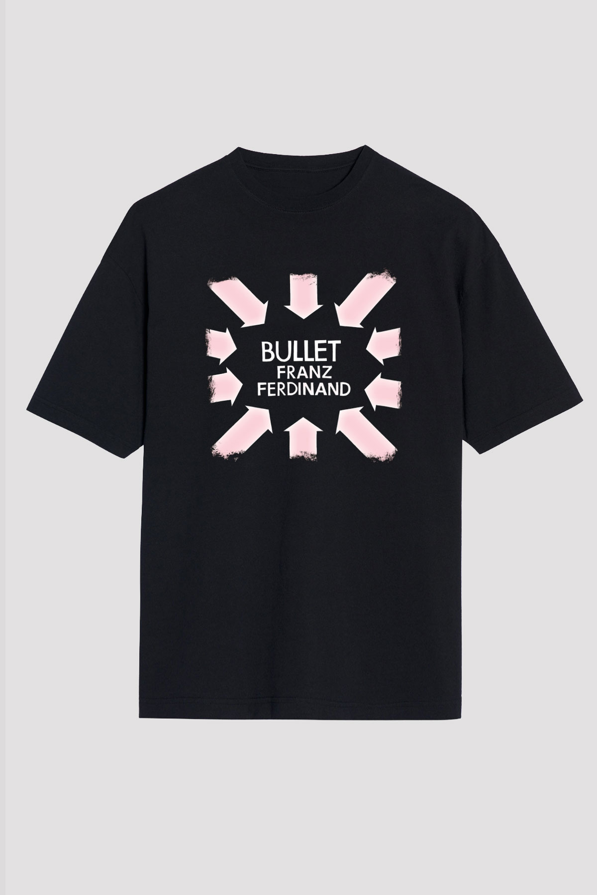Franz Ferdinand Baskılı Unisex Siyah Oversize Tişört