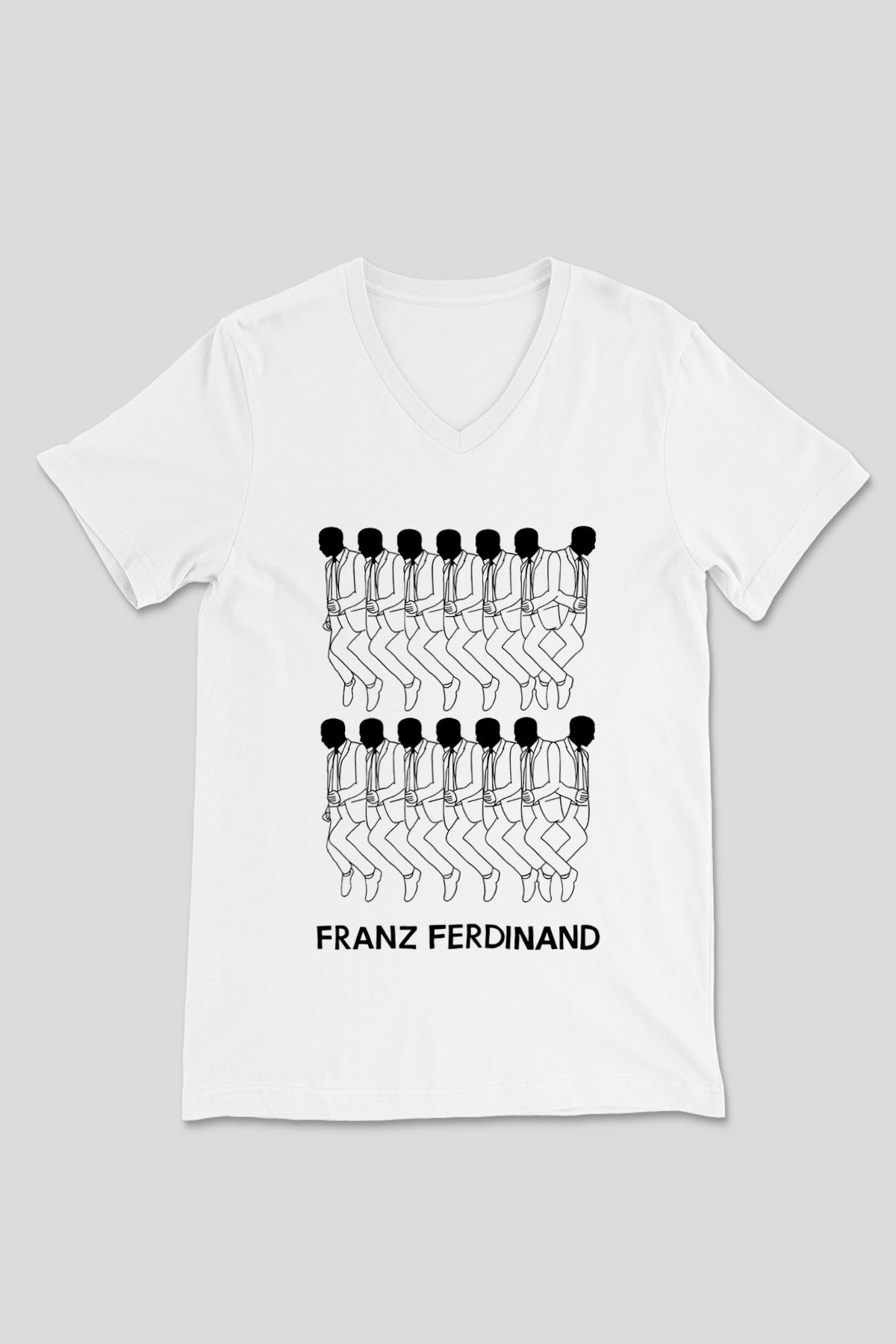Franz Ferdinand Beyaz Unisex V Yaka Tişört T-Shirt
