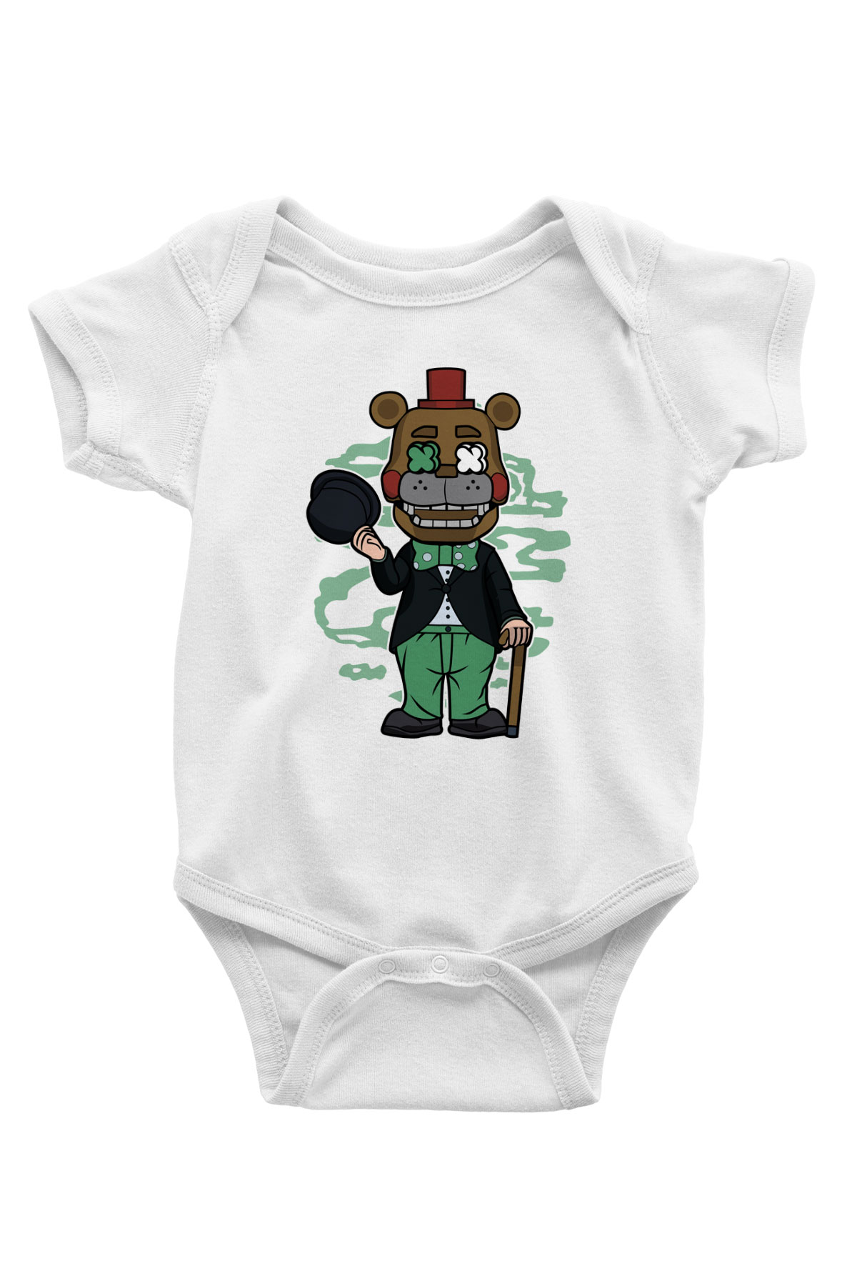Freddy Gentlemen Baskılı Unisex Beyaz Bebek Body - Zıbın