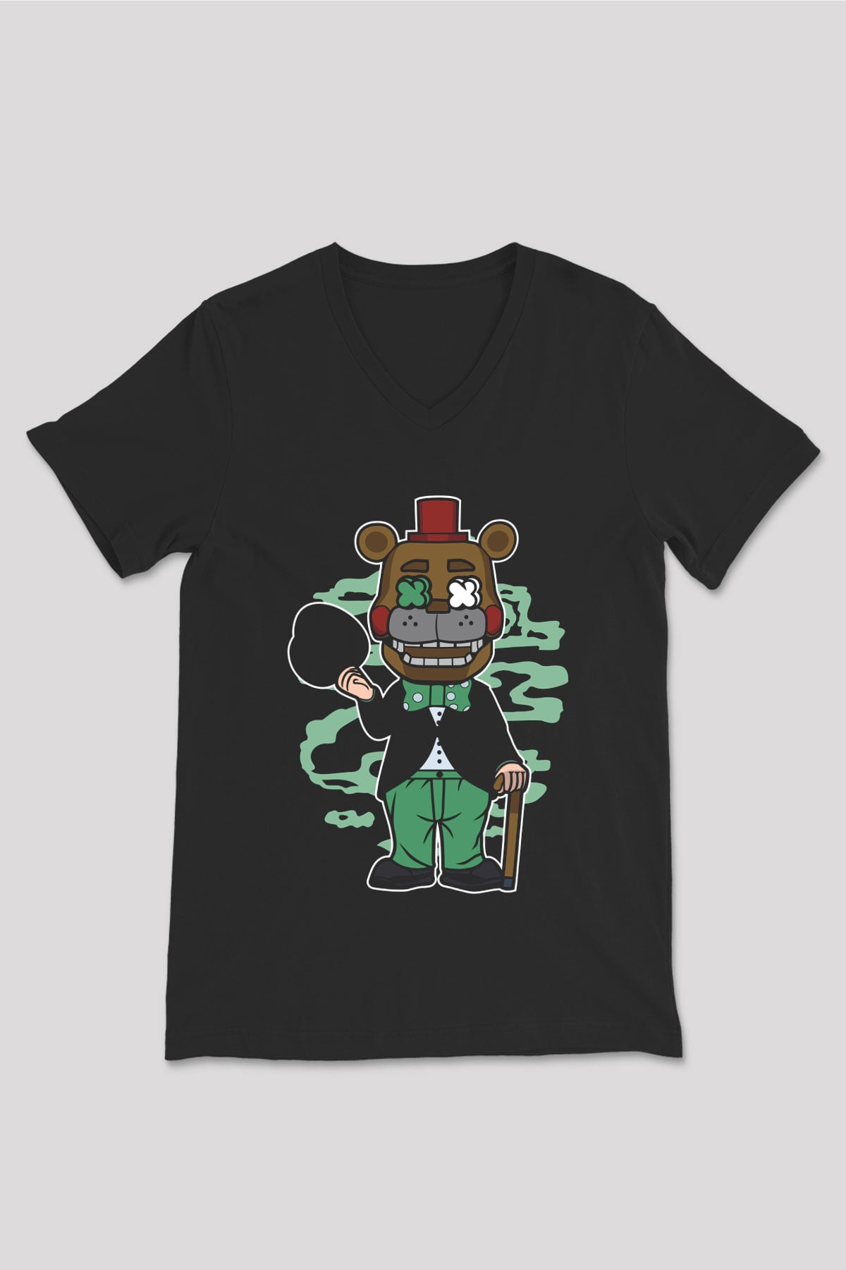 Freddy Gentlemen Baskılı Unisex Siyah V Yaka Tişört