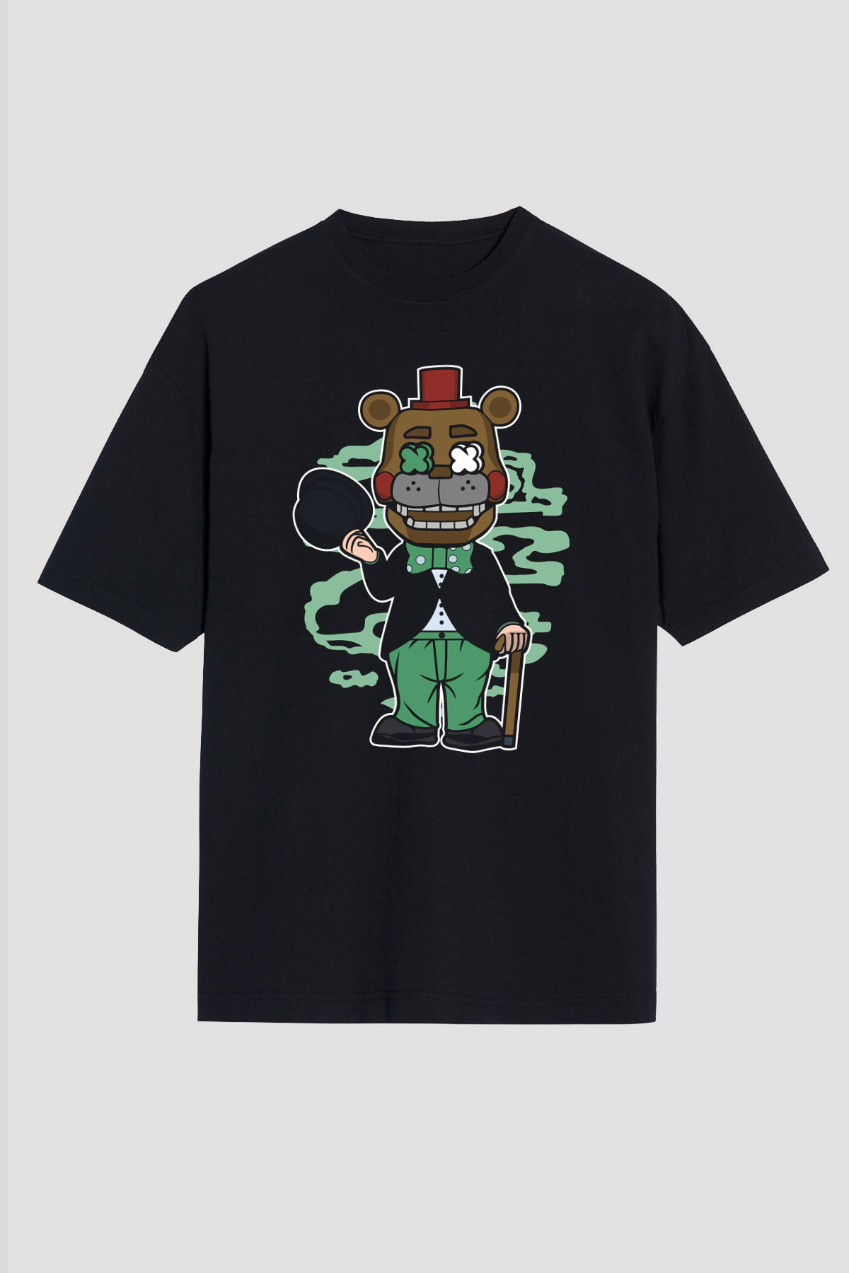 Freddy Gentlemen Baskılı Unisex Siyah Oversize Tişört