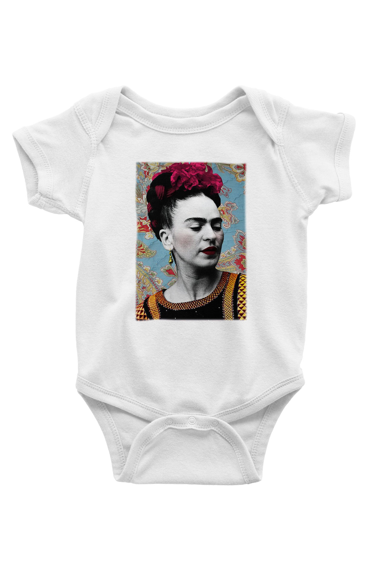 Frida Kahlo Baskılı Beyaz Unisex Bebek Body - Zıbın