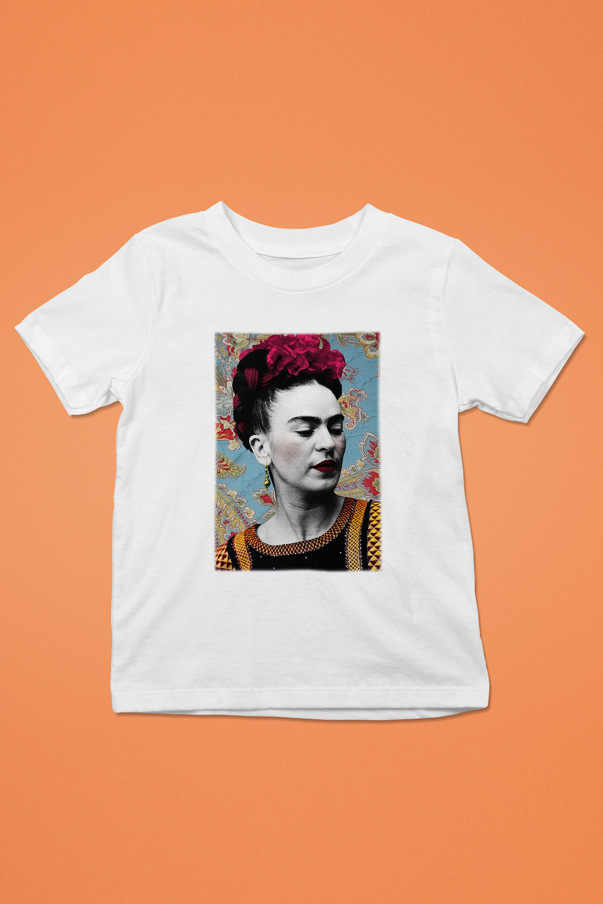 Frida Kahlo Baskılı Beyaz Unisex Çocuk Tişört