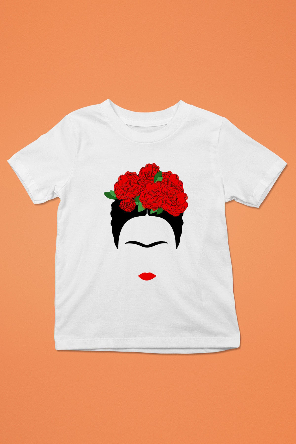 Frida Kahlo Baskılı Beyaz Unisex Çocuk Tişört