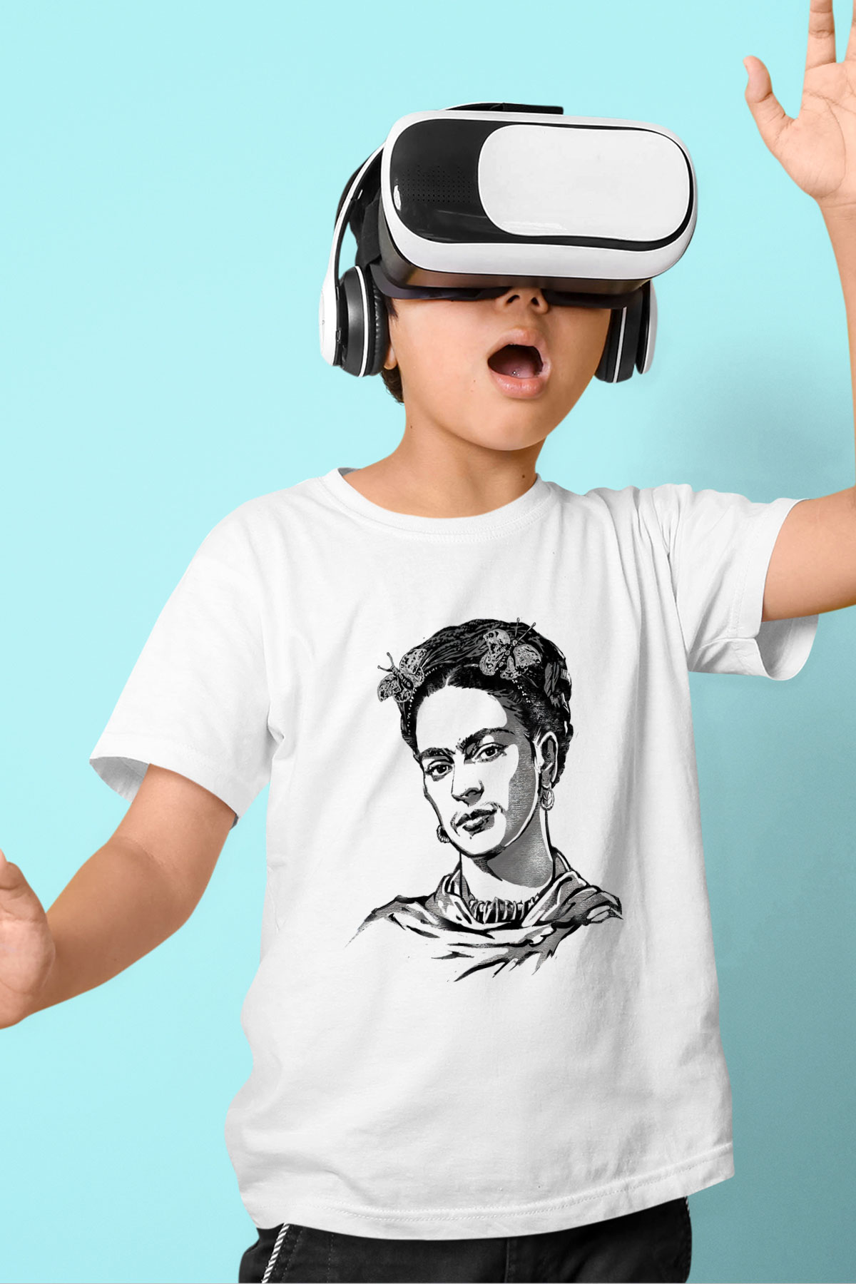 Frida Kahlo Beyaz Unisex Çocuk Tişört