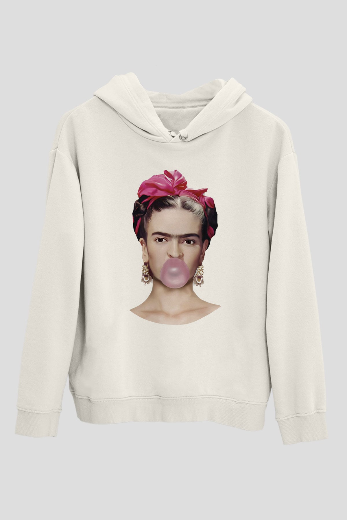 Frida Kahlo Beyaz Unisex Kapşonlu Sweatshirt
