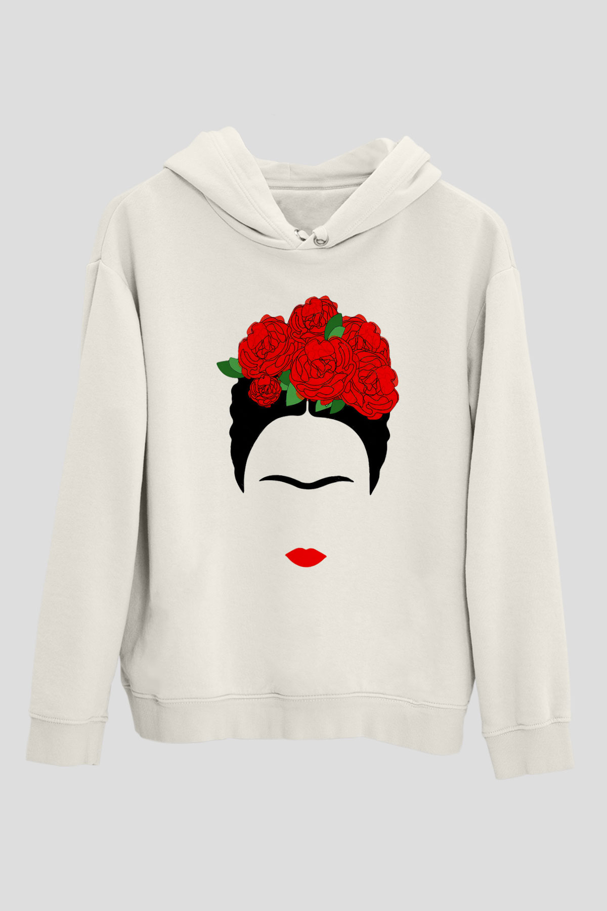 Frida Kahlo Beyaz Unisex Kapşonlu Sweatshirt
