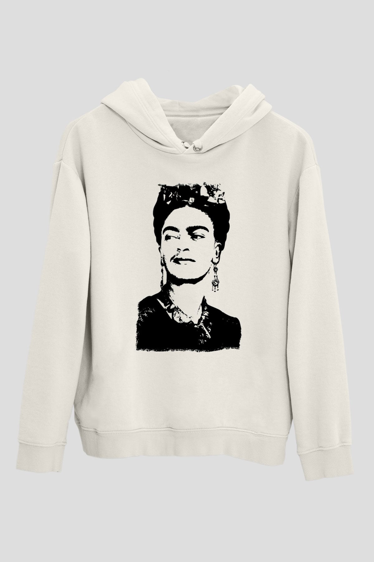 Frida Kahlo Beyaz Unisex Kapüşonlu Sweatshirt