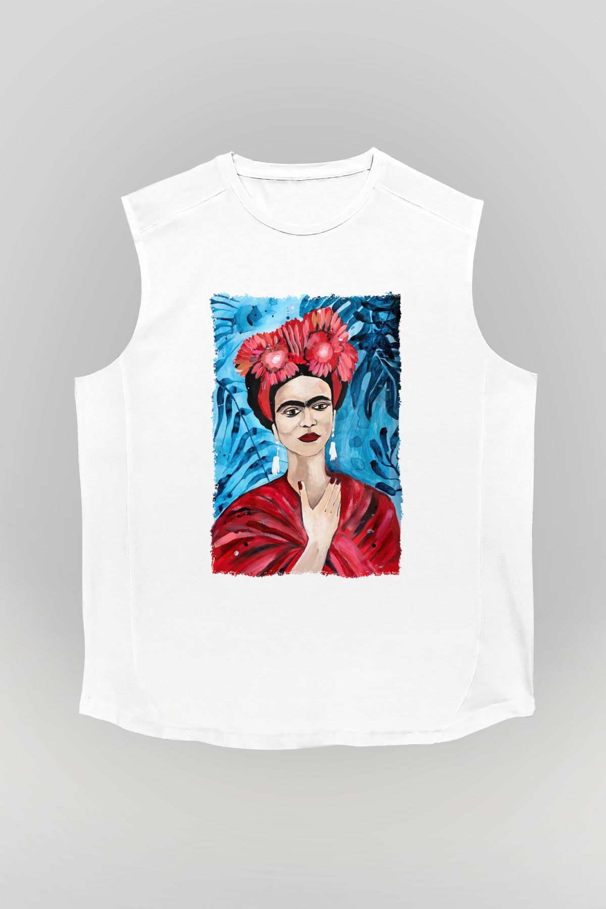 Frida Kahlo Beyaz Unisex Kolsuz Tişört