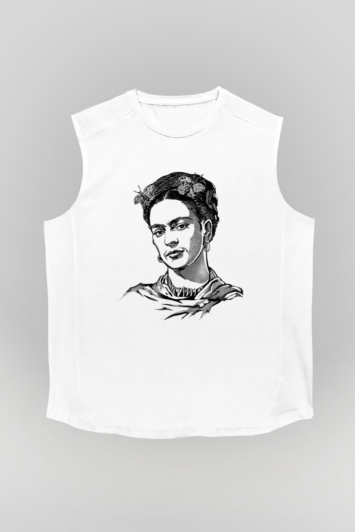 Frida Kahlo Beyaz Unisex Kolsuz Tişört