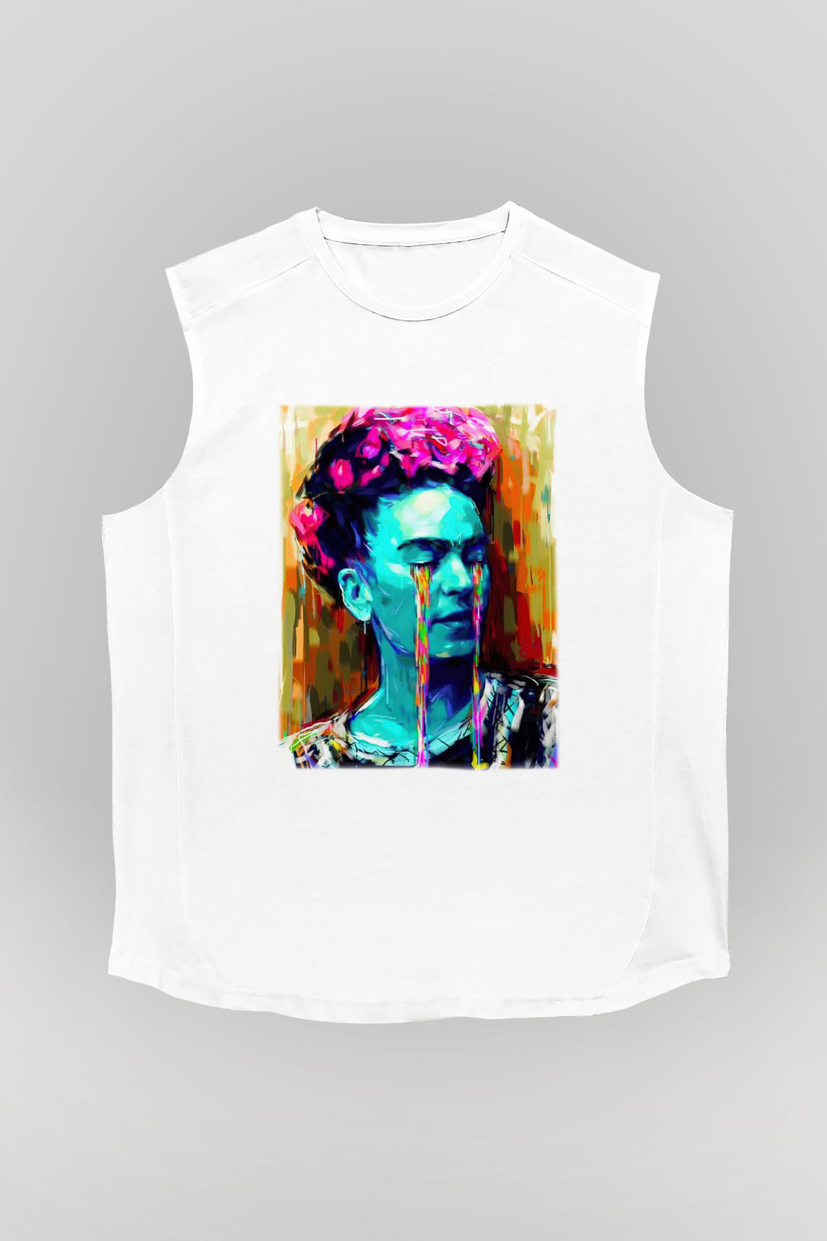 Frida Kahlo Beyaz Unisex Kolsuz Tişört