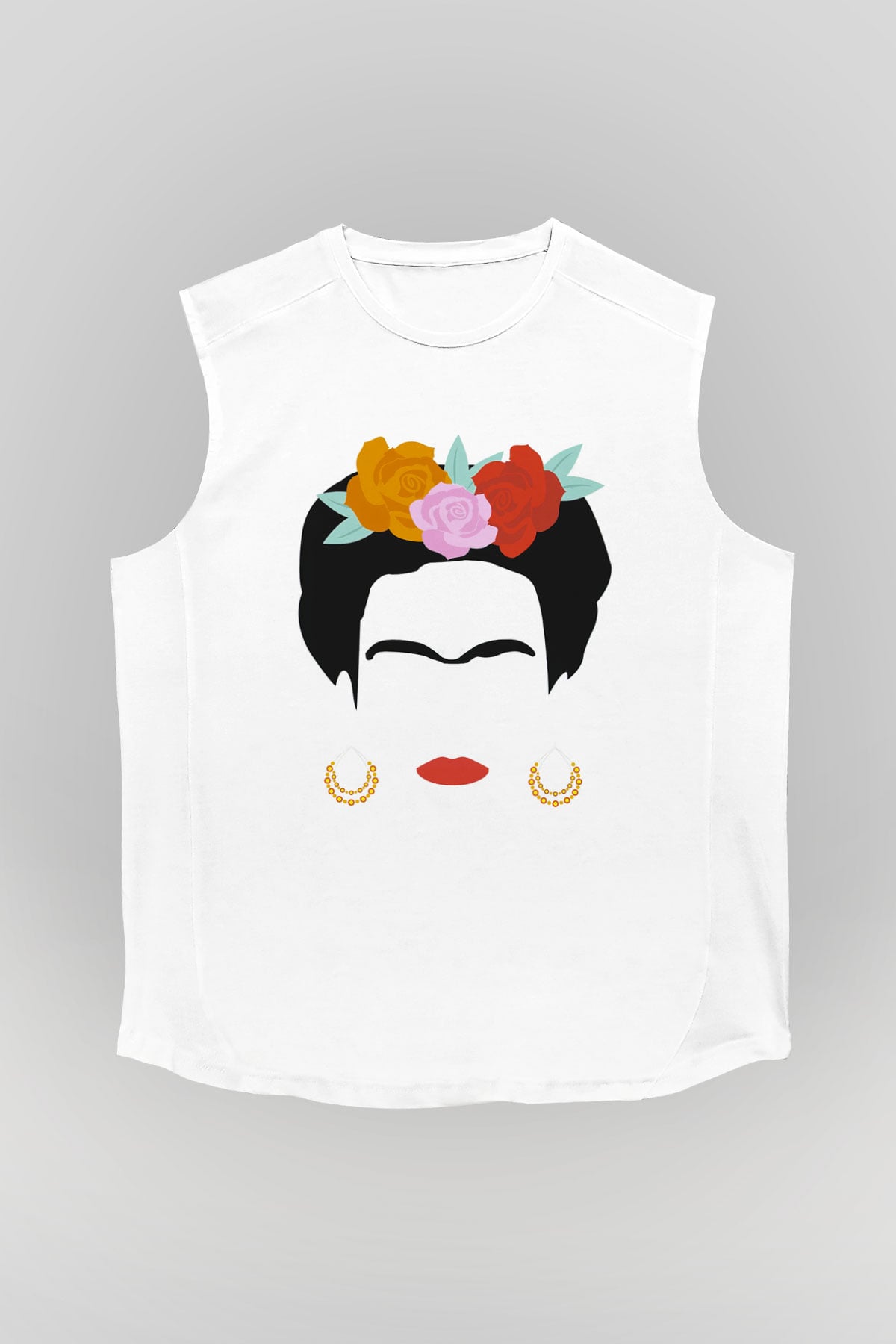 Frida Kahlo Beyaz Unisex Kolsuz Tişört