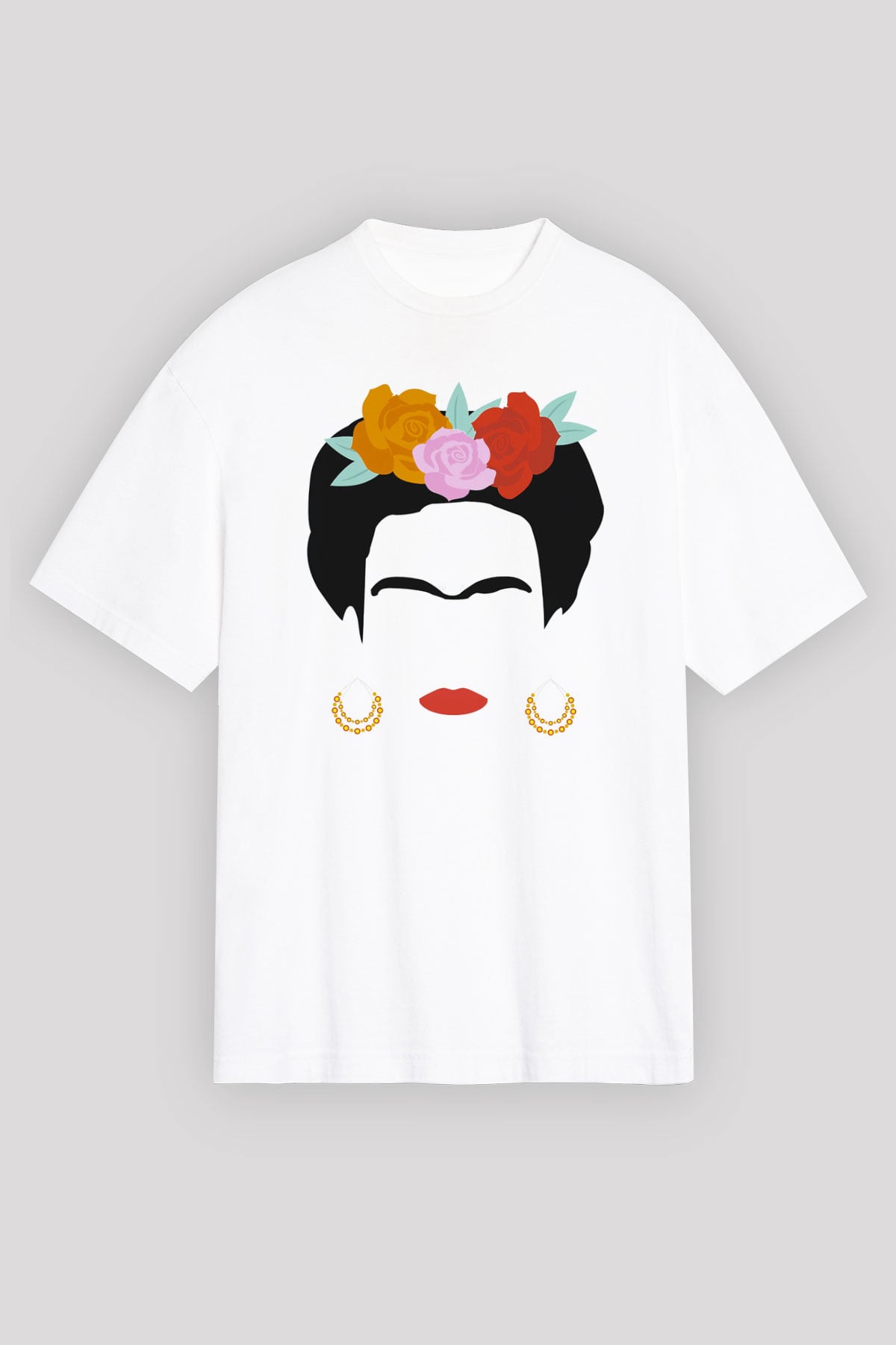 Frida Kahlo Beyaz Unisex Oversize Tişört T-Shirt