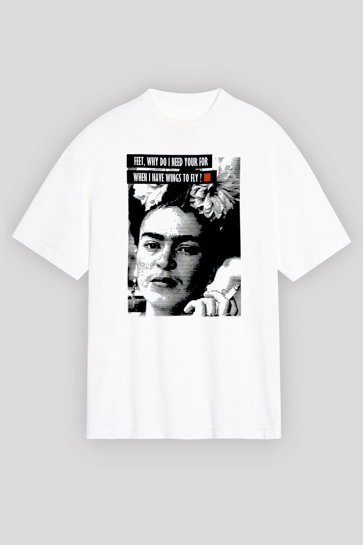 Frida Kahlo Beyaz Unisex Oversize Tişört T-Shirt