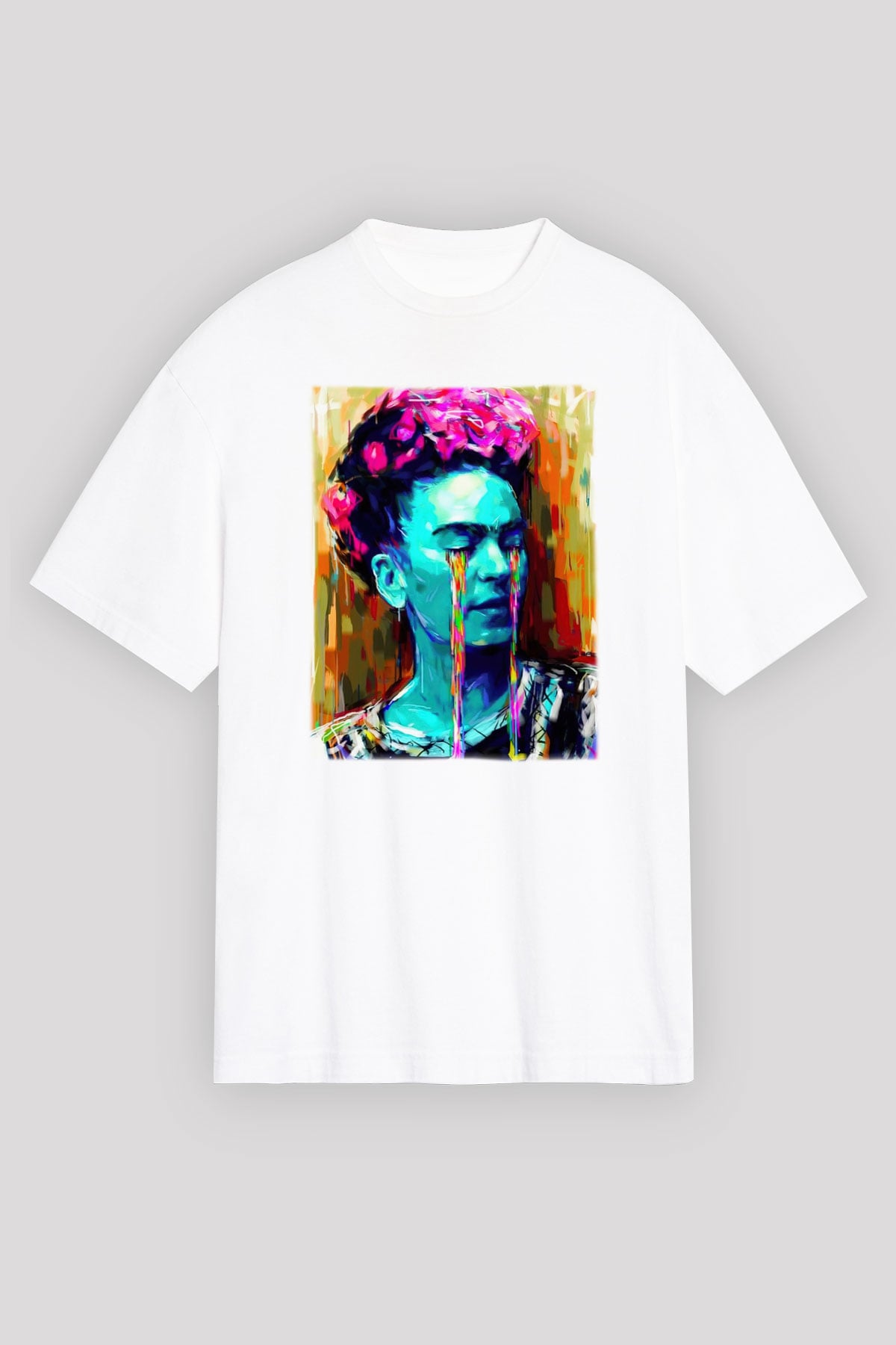Frida Kahlo Beyaz Unisex Oversize Tişört T-Shirt