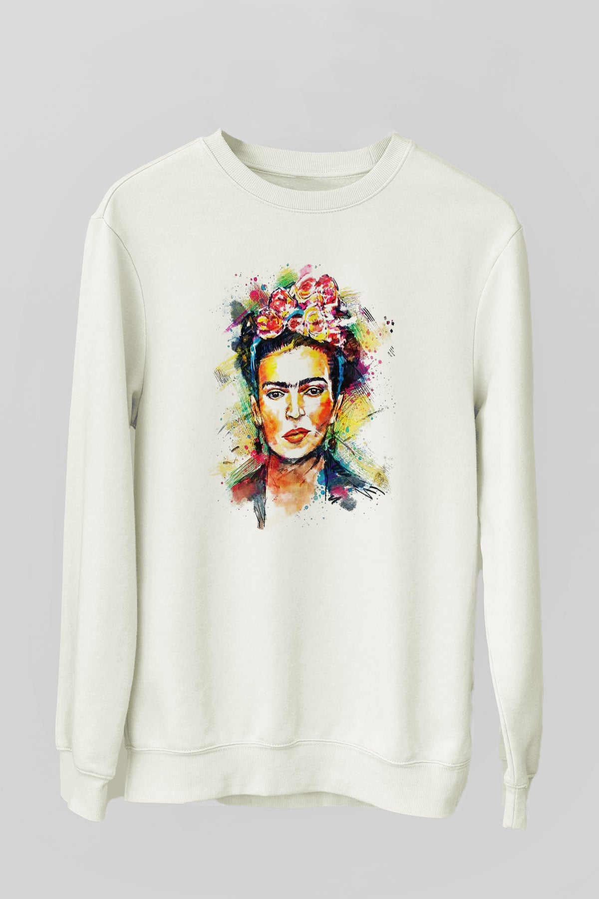 Frida Kahlo Beyaz Unisex Sweatshirt
