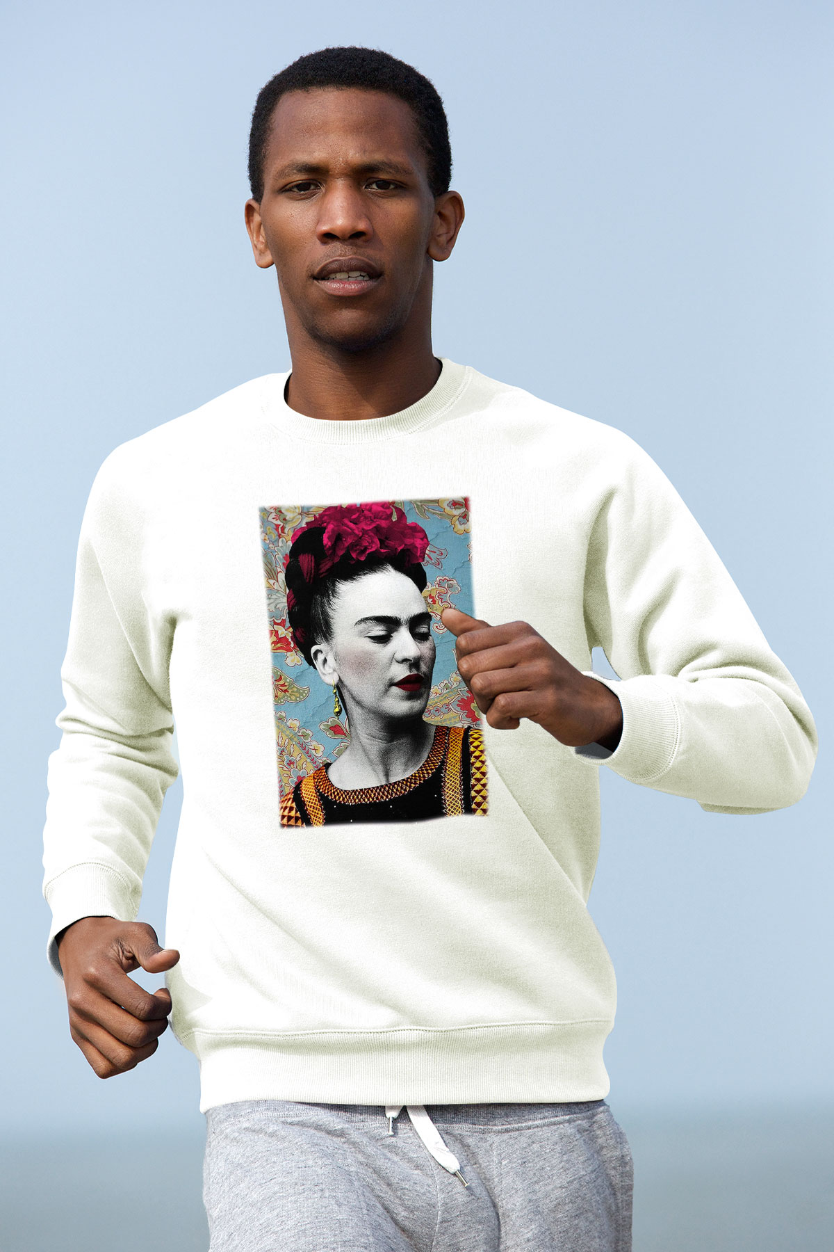 Frida Kahlo Beyaz Unisex Sweatshirt