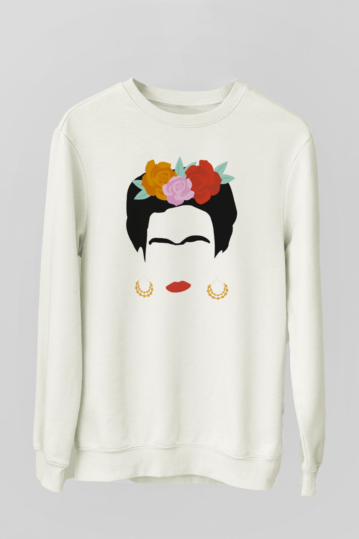 Frida Kahlo Beyaz Unisex Sweatshirt
