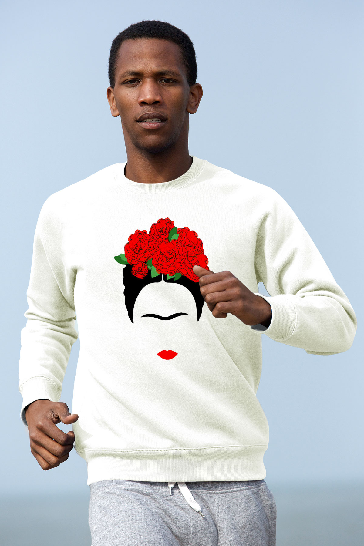Frida Kahlo Beyaz Unisex Sweatshirt