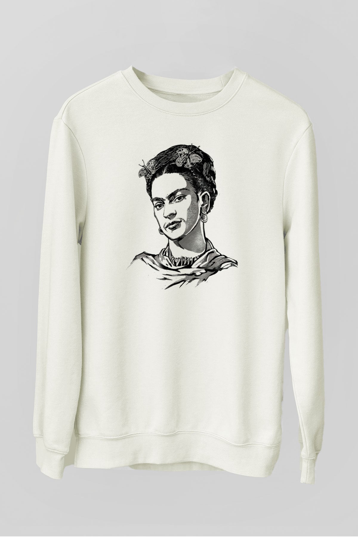 Frida Kahlo Beyaz Unisex Sweatshirt